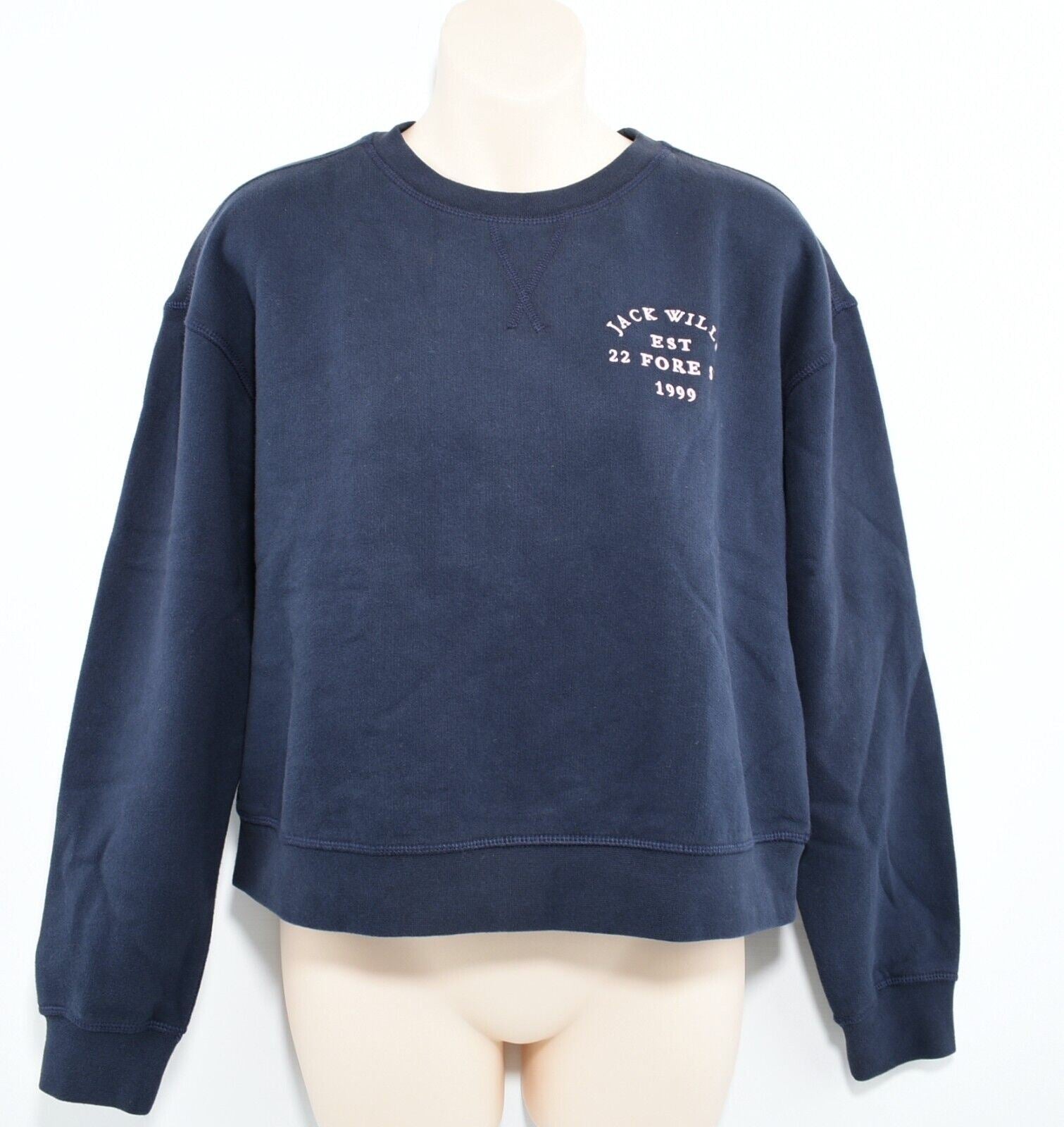 JACK WILLS Womens MELLOR Cropped Sweatshirt, Navy Blue, size XS /UK 8