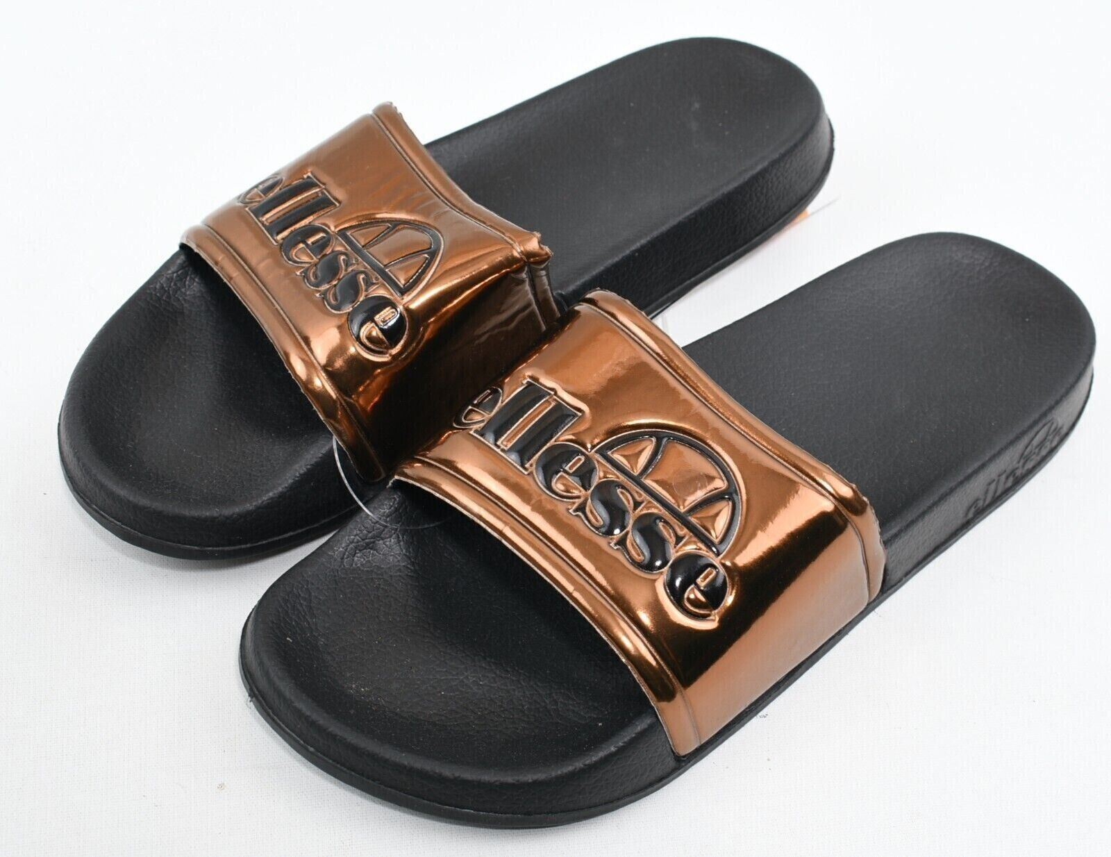 ELLESSE - GISELLE Womens Logo Sliders, Sandals, Bronze/Black, size UK 4 / EU 37