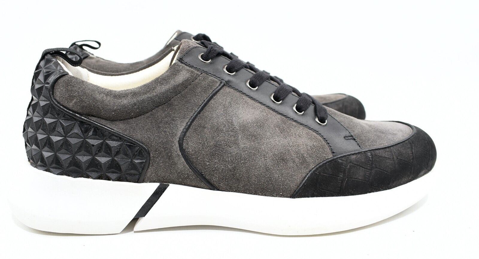 GUARDIANI SPORT Mens Leather Sneakers Trainers, Grey/Black, size UK 10 /EU 44