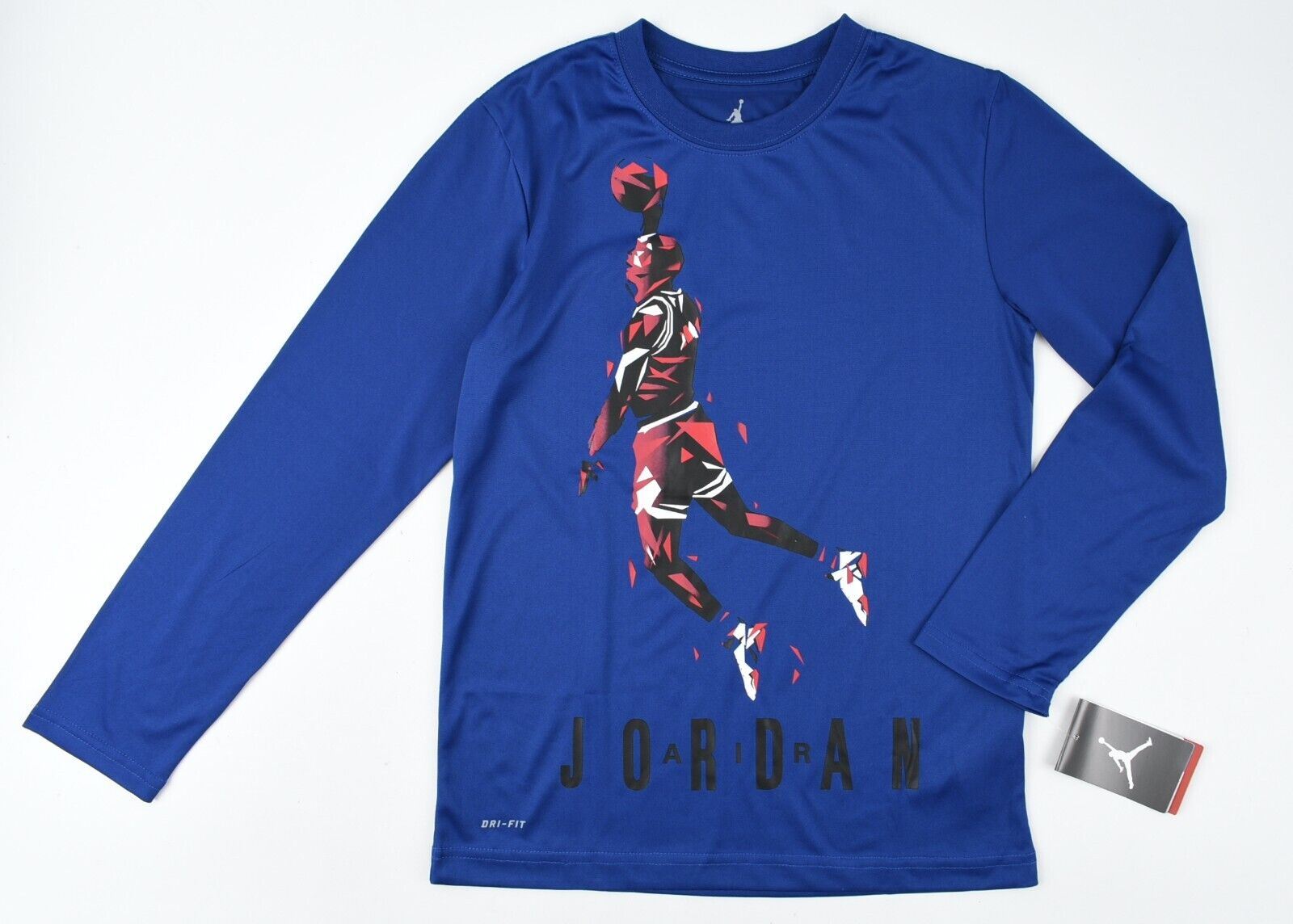 NIKE AIR JORDAN Boys Dri-Fit Long Sleeve Top, Insignia Blue, size 10-12 years
