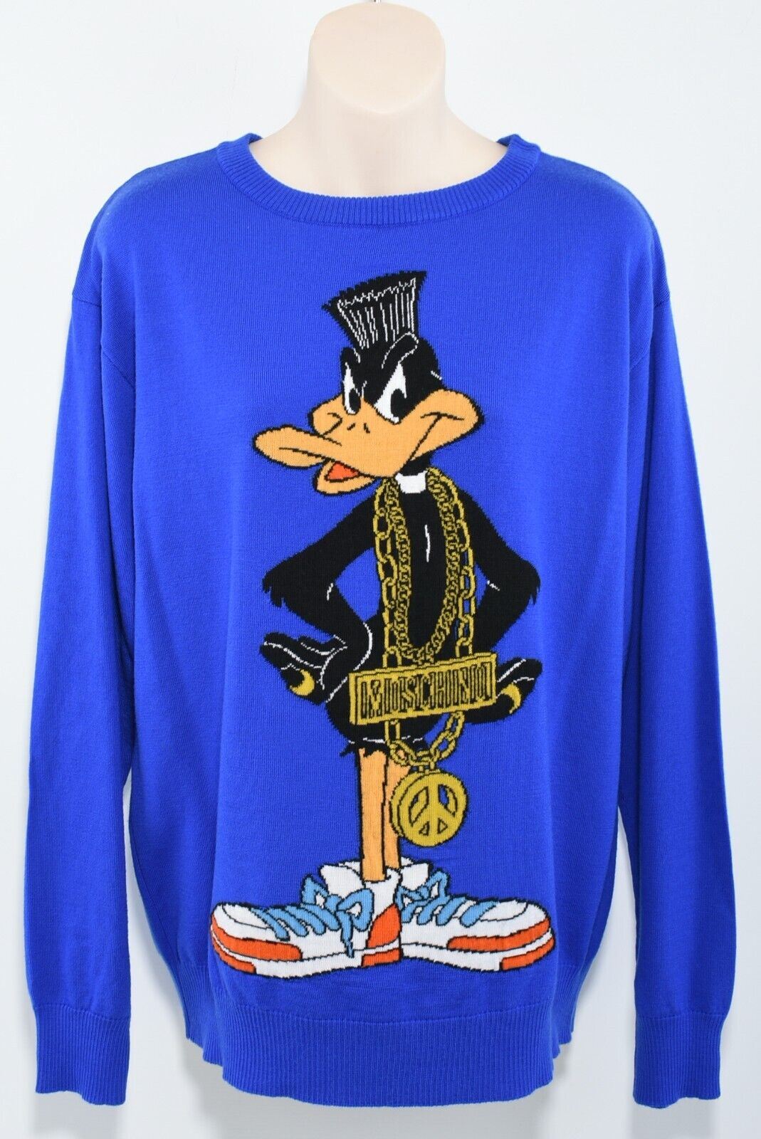 Moschino x Jeremy Scott Womens Daffy Duck Wool Jumper, Blue size S *label cut*