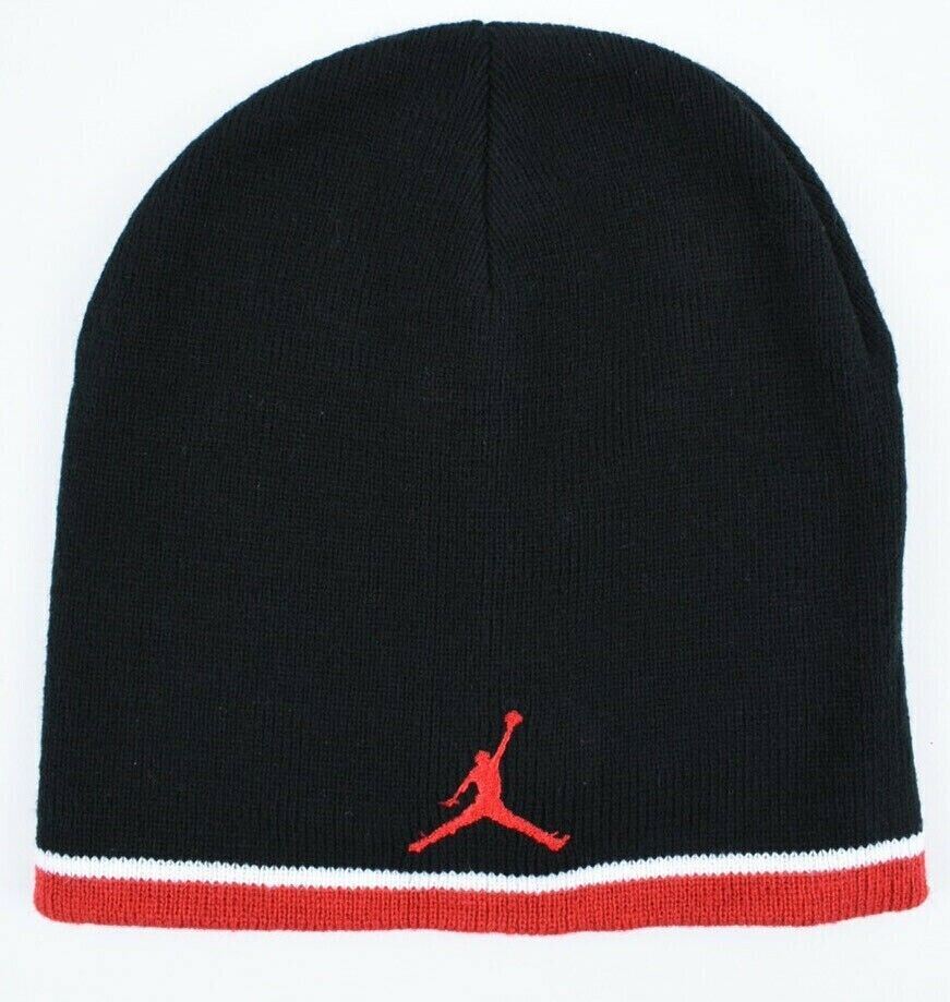 NIKE AIR JORDAN Boys Kids Rib Knit Beanie Hat, Black, One size Youth