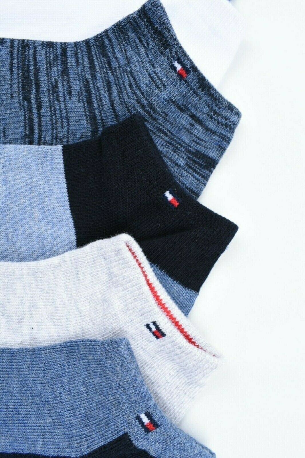 TOMMY HILFIGER Womens 6-pk Combed Cotton Trainer Socks, Blue/Multi, UK 4-7