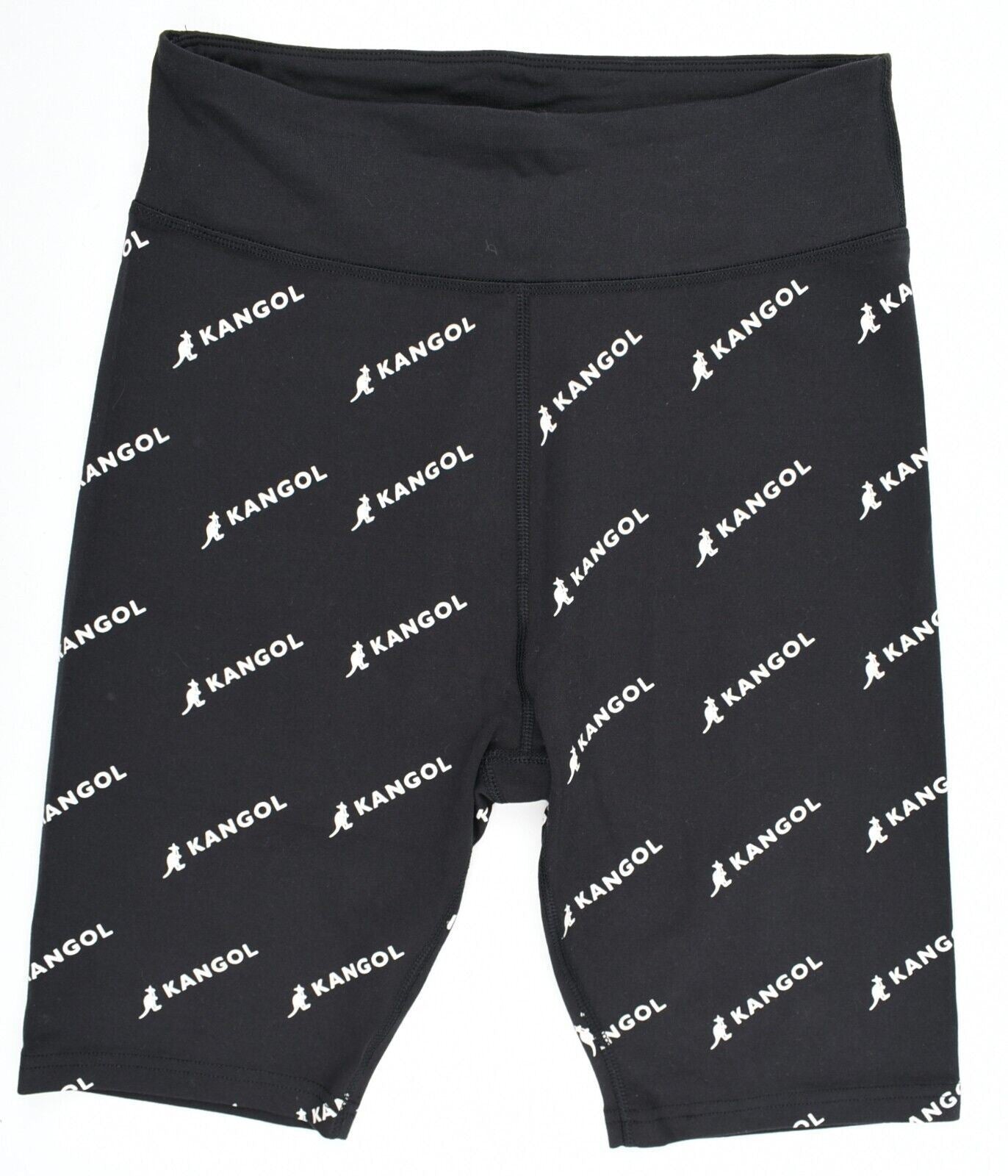 KANGOL Cycling Shorts, Short Cotton Leggings, Black/Logo Print, size M