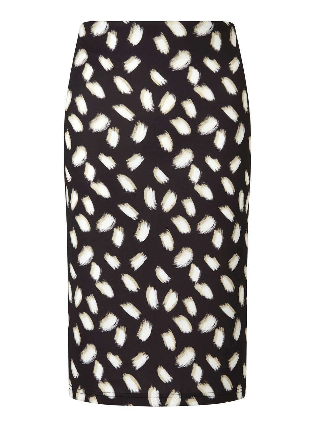 MISS SELFRIDGE Women's Black & Abstract Print Pencil Skirt, size UK 4