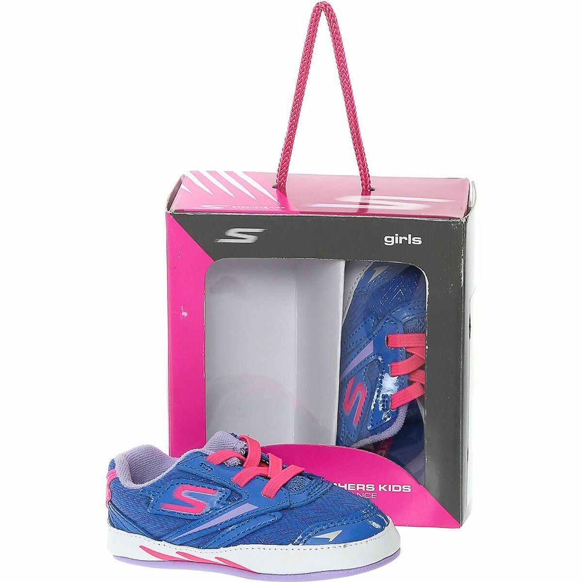 SKECHERS Baby - Blue & Pink Leather Trainers Shoes Infant Size 3 Gift Boxed