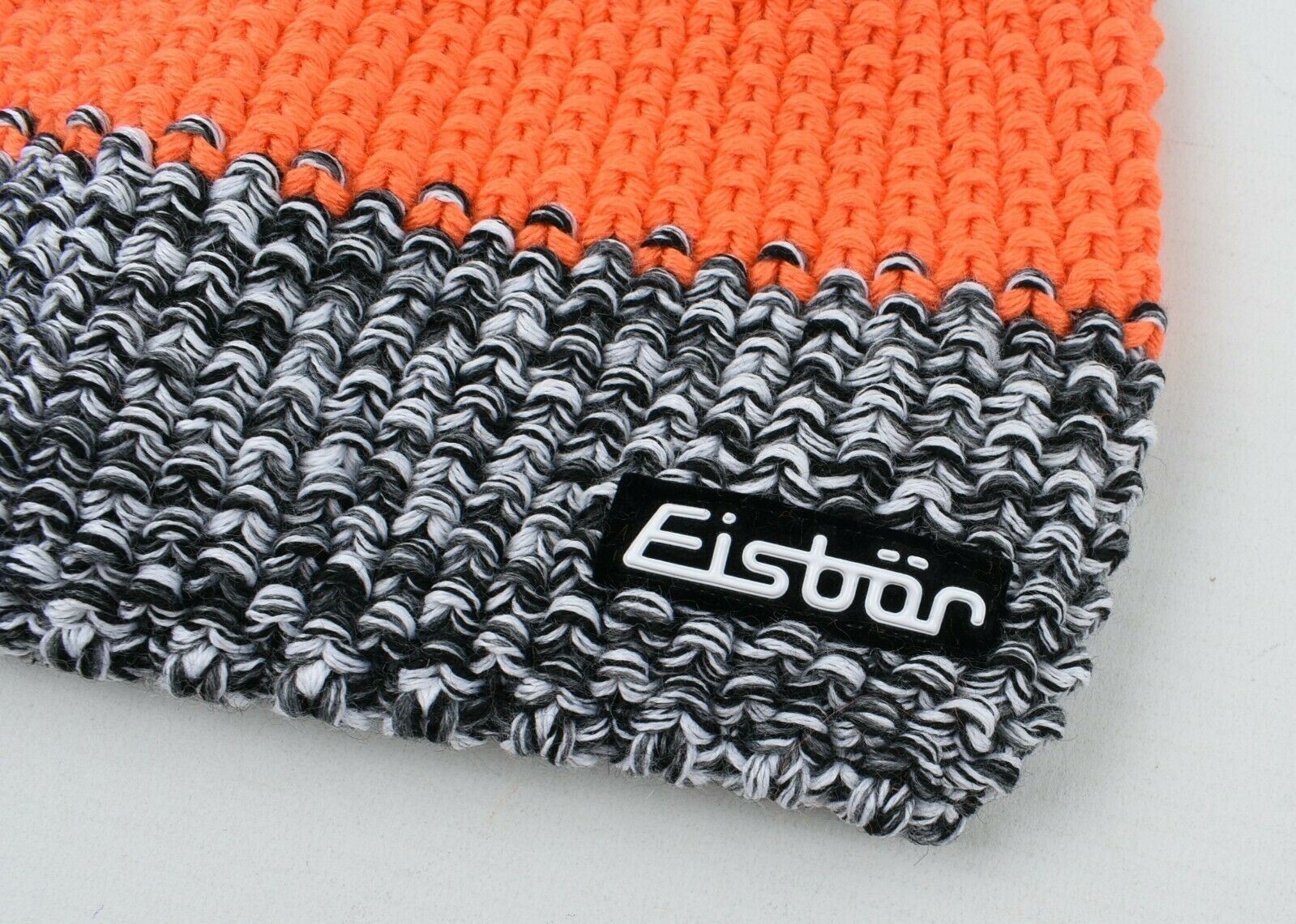 Women's EISBAR Styler Pompon Ski Winter Pom Pom Hat Merino Wool Grey/Orange
