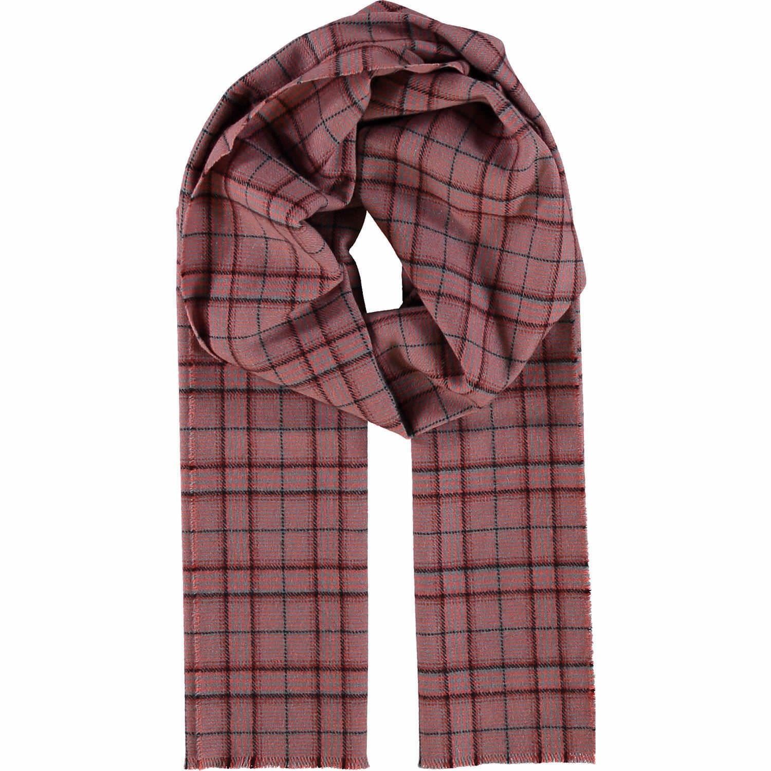 HOGARTH Men's /Women's Red Check 100% Cashmere Scarf - Made in Scotland