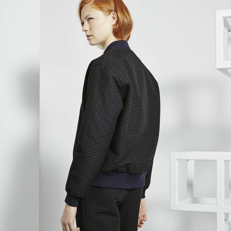 LACOSTE LIVE Women's HARRINGTON Jacquard Jacket, Black-Navy Blue size XL / UK 14