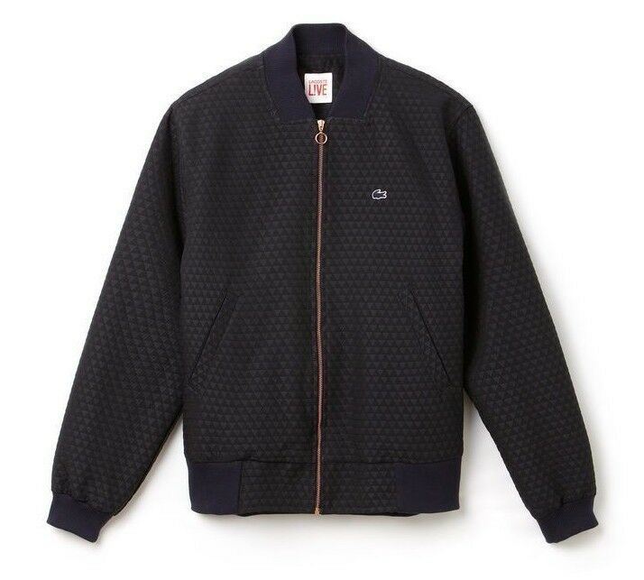 LACOSTE LIVE Women's HARRINGTON Jacquard Jacket, Black-Navy Blue size XL / UK 14