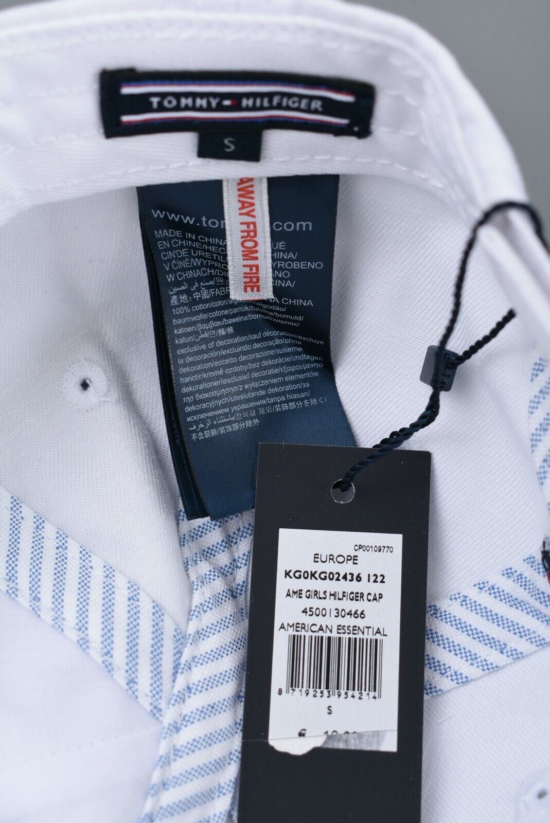 TOMMY HILFIGER Girls Kids White & Red Embroidered Logo Cap Hat