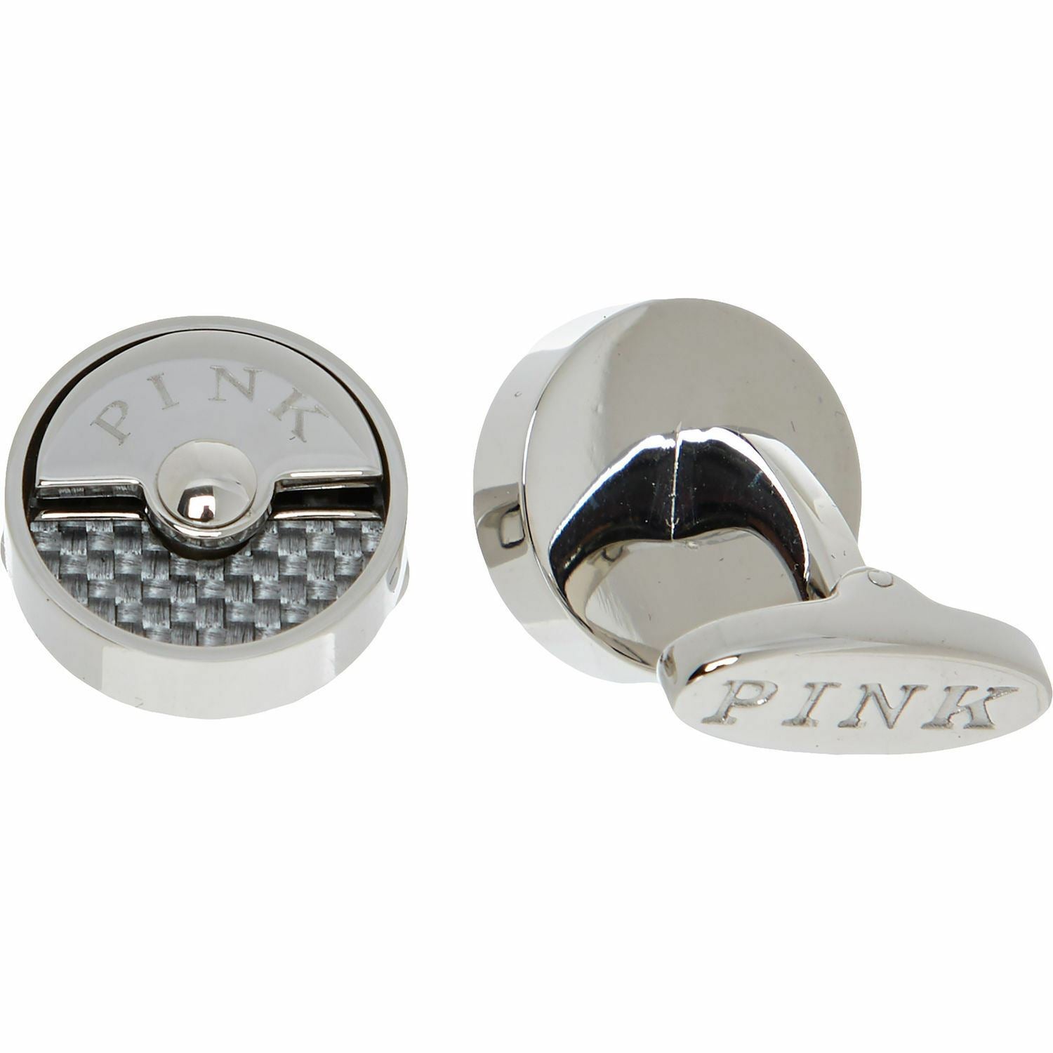 THOMAS PINK Men's Silver Tone Round Cufflinks, Gift Boxed