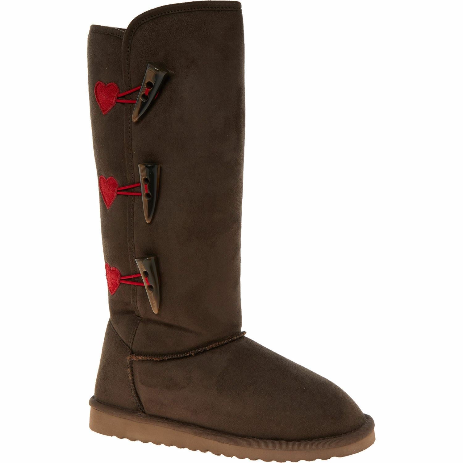 LOVE MOSCHINO Women's Brown Heart Faux Fur Boots - UK 5