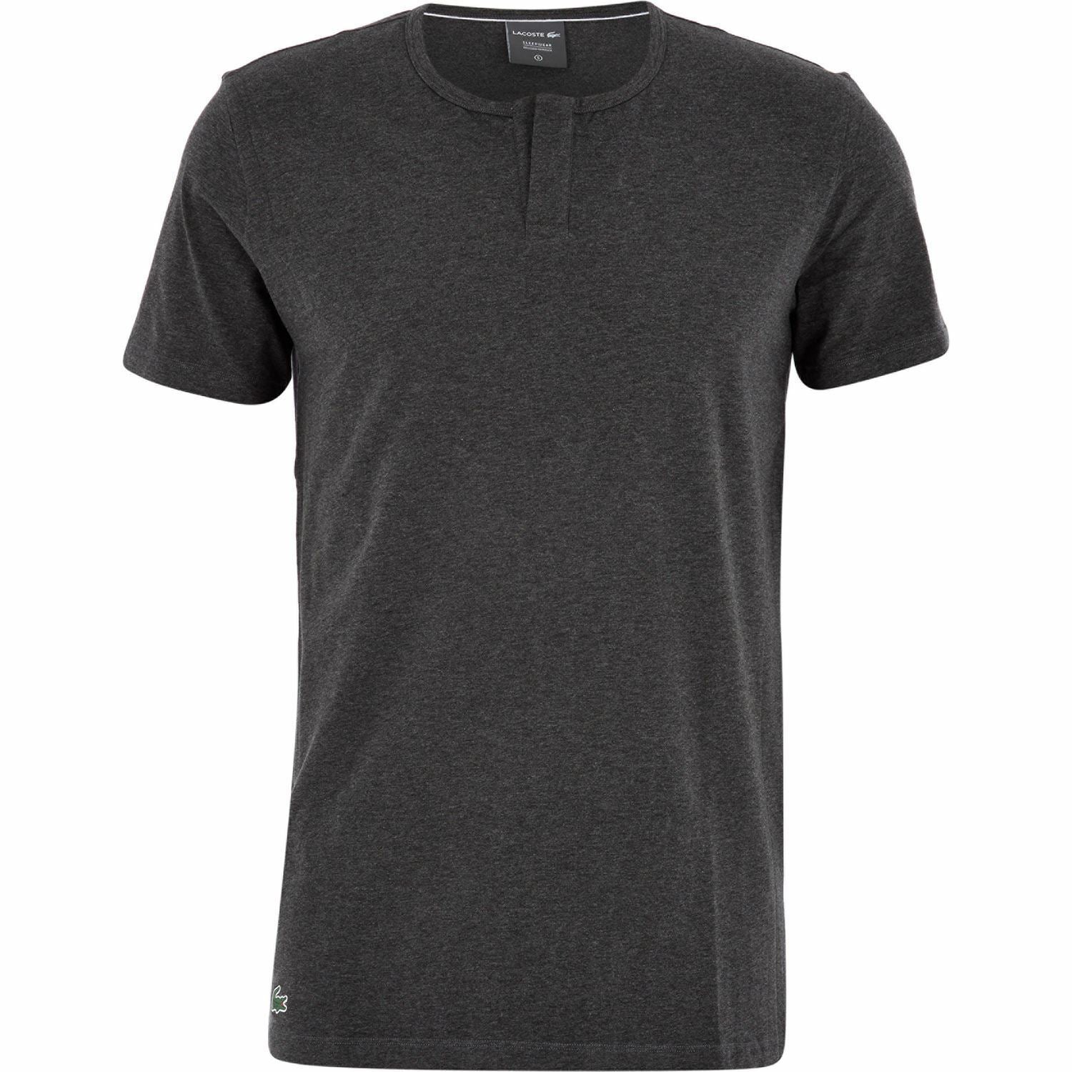 LACOSTE Men's Grey HENLEY Sleeping T-Shirt, Loungewear Top, size SMALL