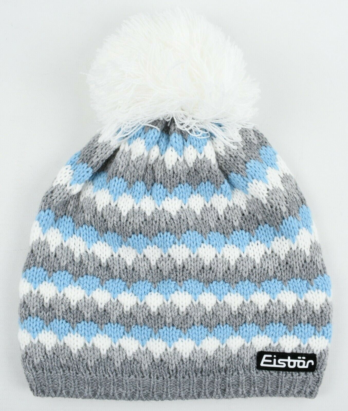 Women's EISBAR Winter Bobble Hat Ski Hat BJARNOS, Blue/White/Grey