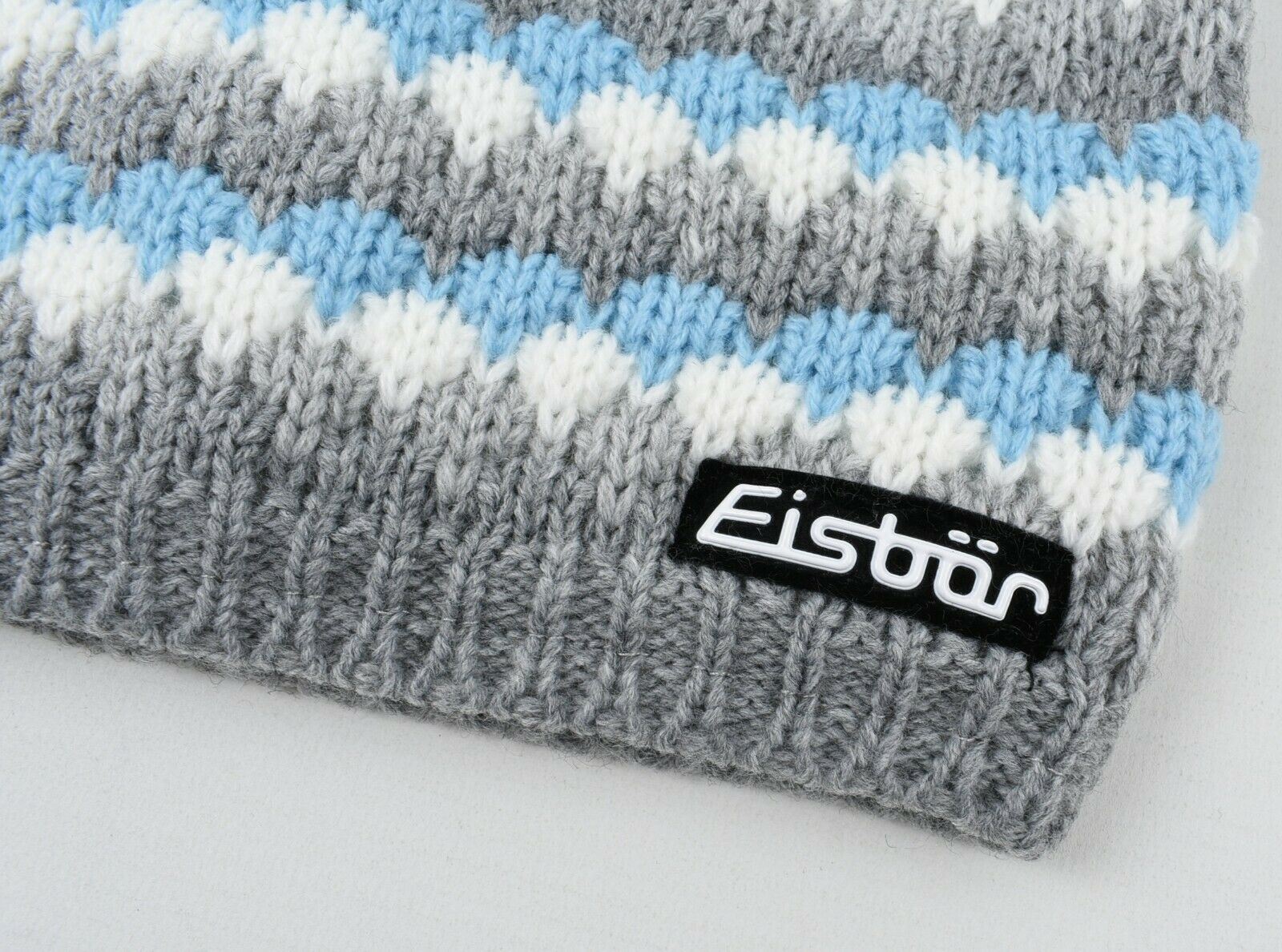 Women's EISBAR Winter Bobble Hat Ski Hat BJARNOS, Blue/White/Grey
