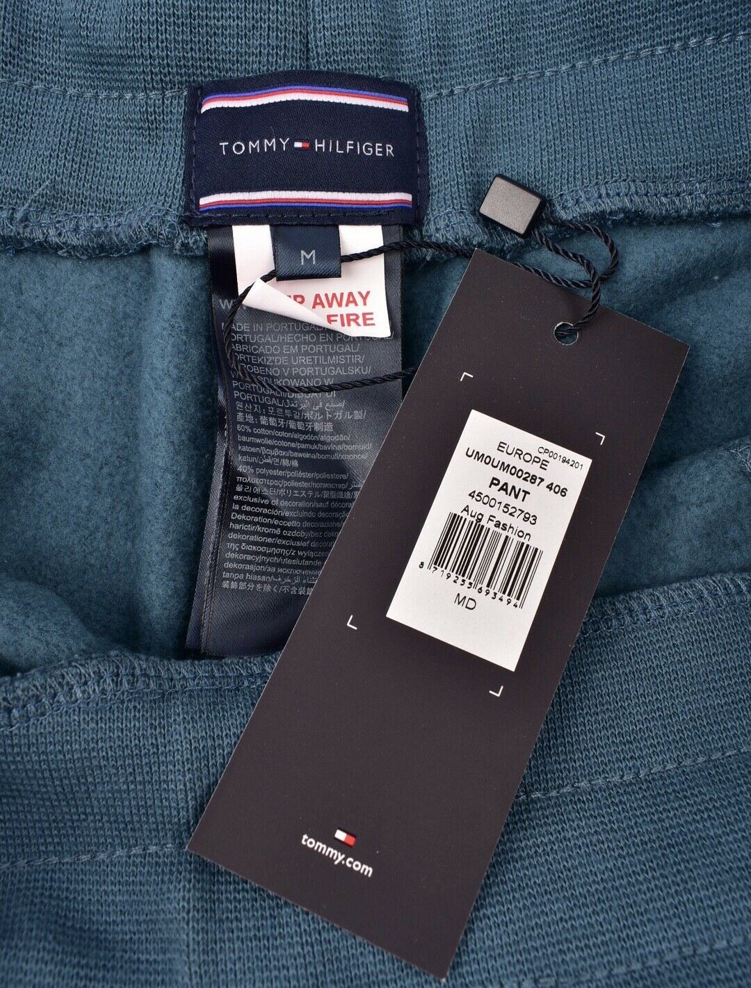 TOMMY HILFIGER Men's Fleece Lined Joggers, Petrol Blue, size Medium