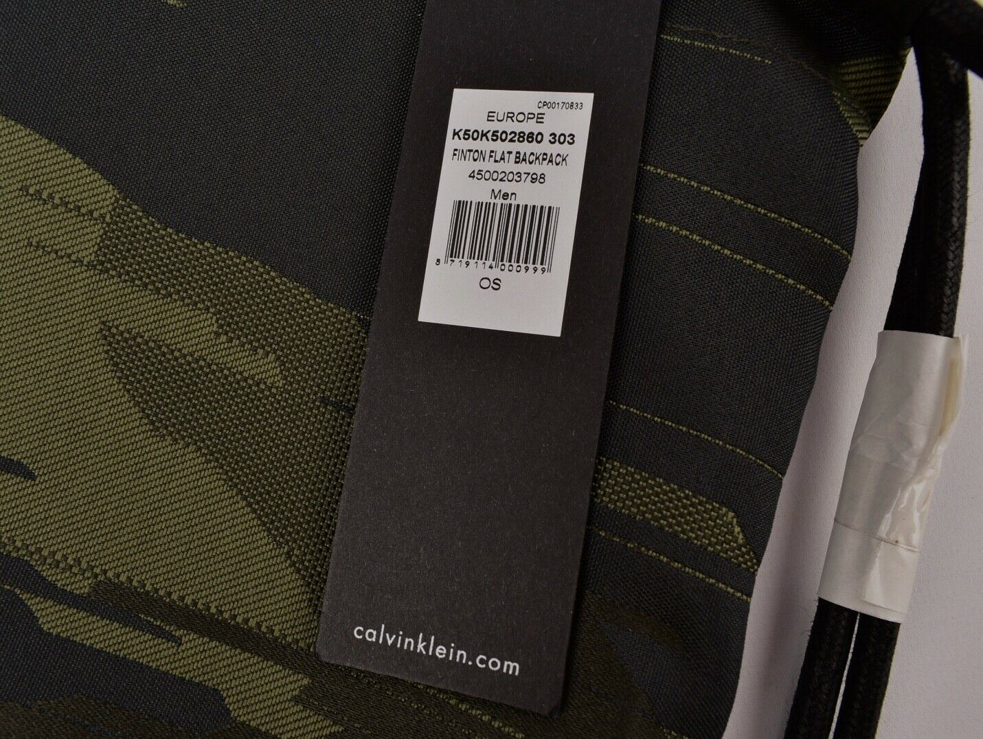 CALVIN KLEIN Men's /Women's Flat Backpack FINTON, Drawstring /Gym Bag