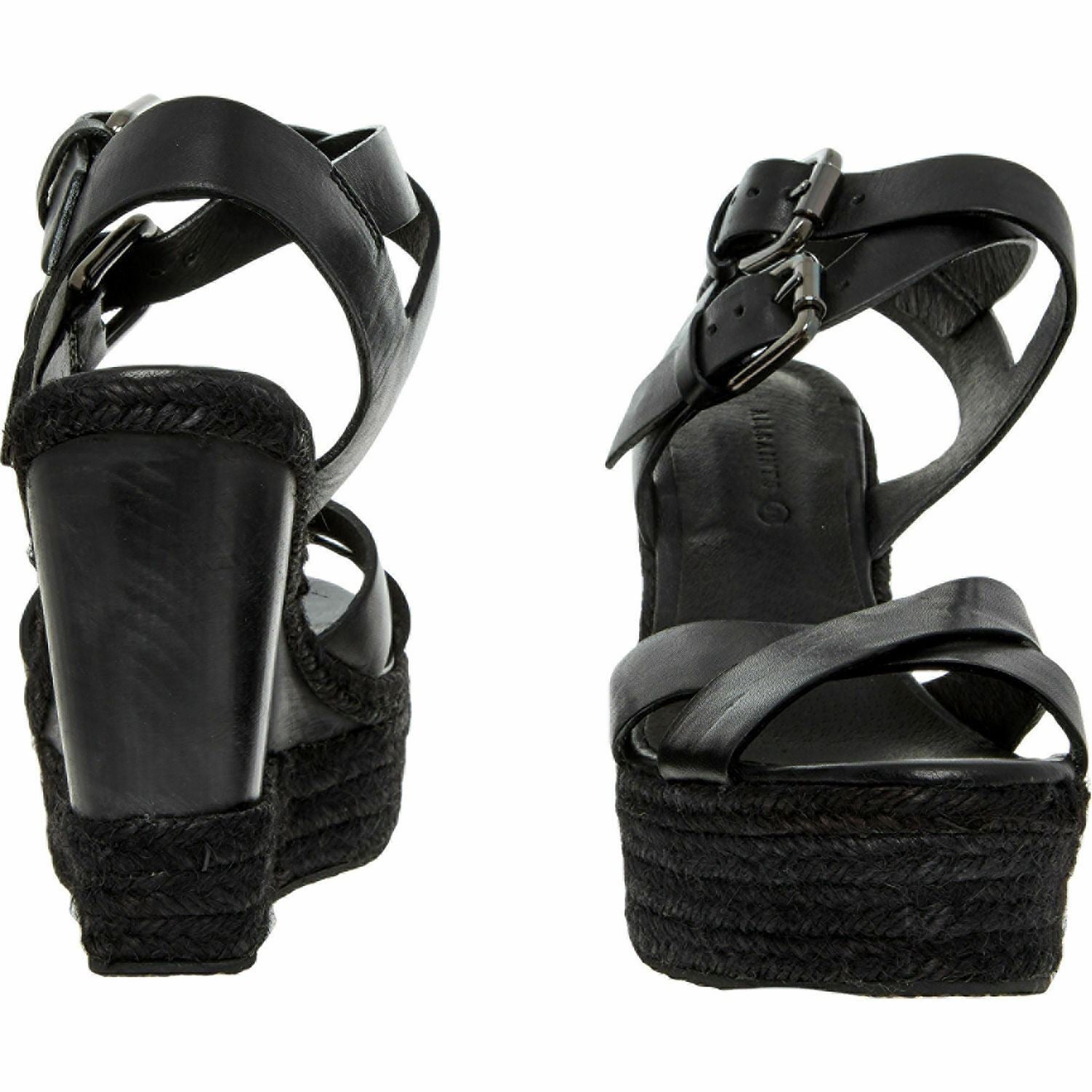 ALLSAINTS Women's Black Wedge Espadrilles Sandals UK 5, UK 6, UK 7