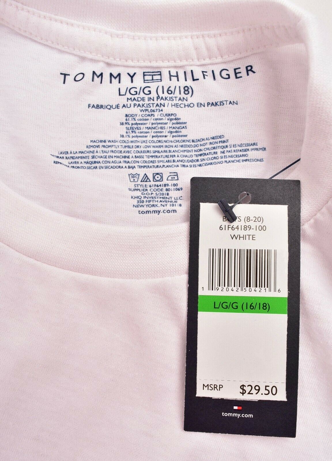 TOMMY HILFIGER Boys' Layered Look Long Sleeve Top, White/Grey, 16 y to 18 years