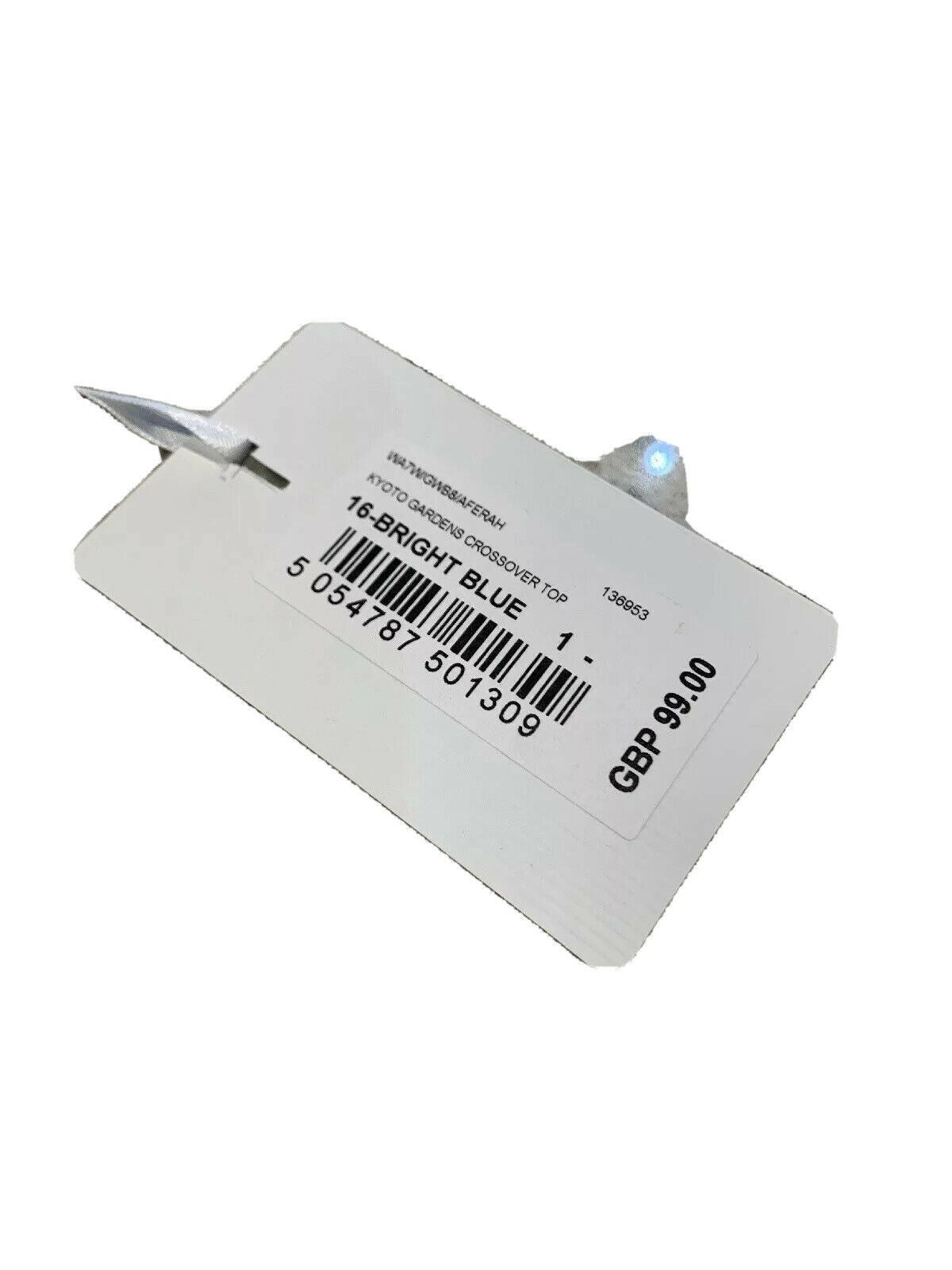 TED BAKER Women's Bright  Blue Kyoto Gardens Crossover Top Size 1 UK 8 RRP £99