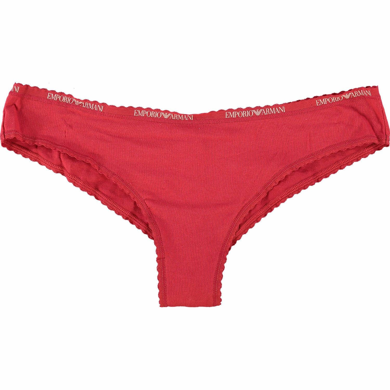 EMPORIO ARMANI Womens Underwear Red Logo Brasilian Brief size XS