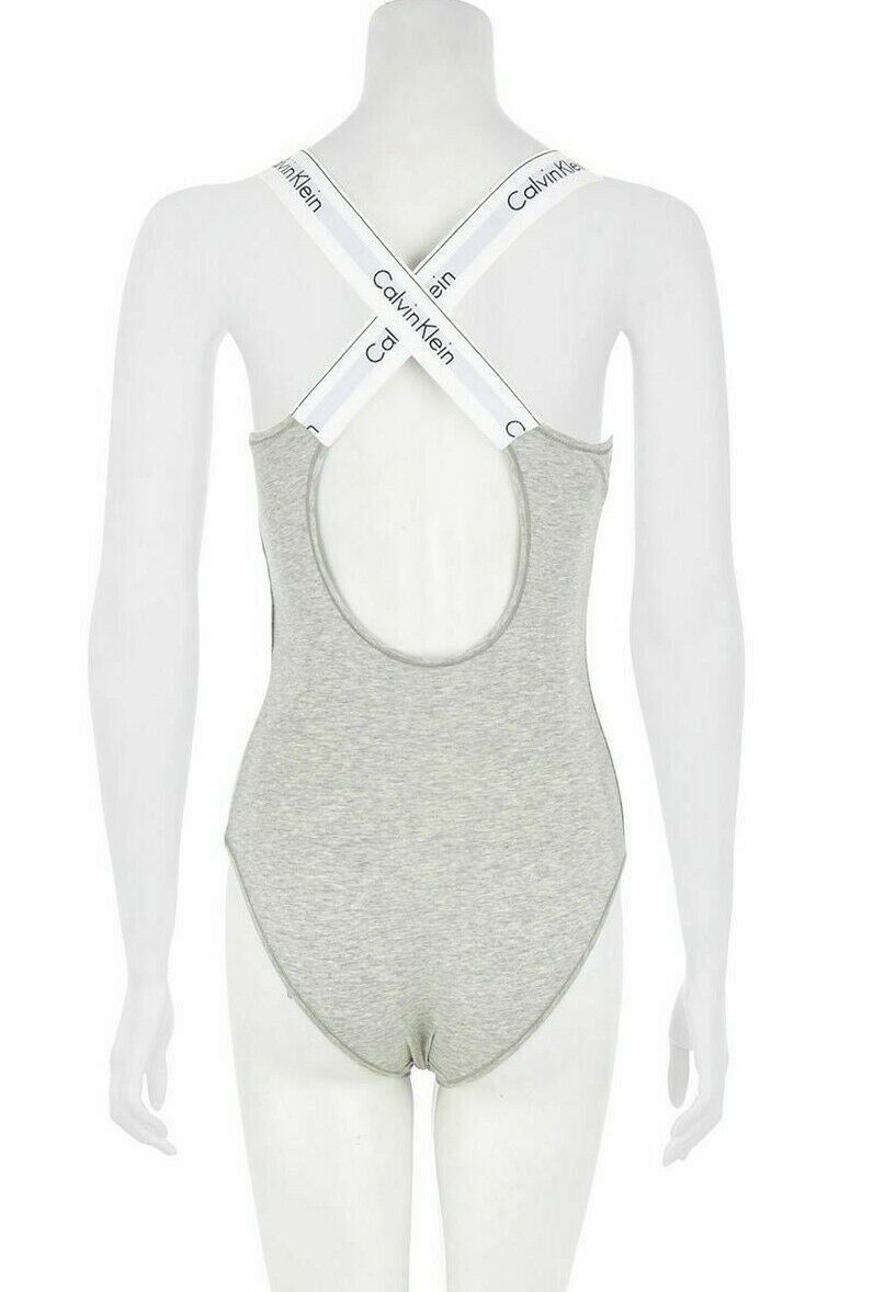 CALVIN KLEIN Womens Cotton Blend Lingerie Bodysuit Grey size S size M size L
