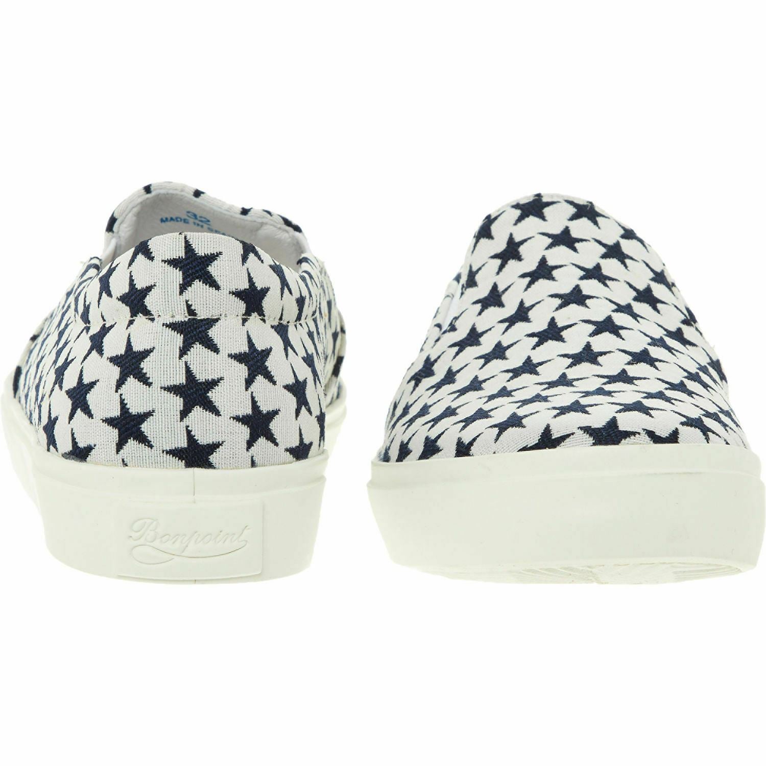 BONPOINT Boys' Black & White Star Slip On Trainers, UK 1  junior