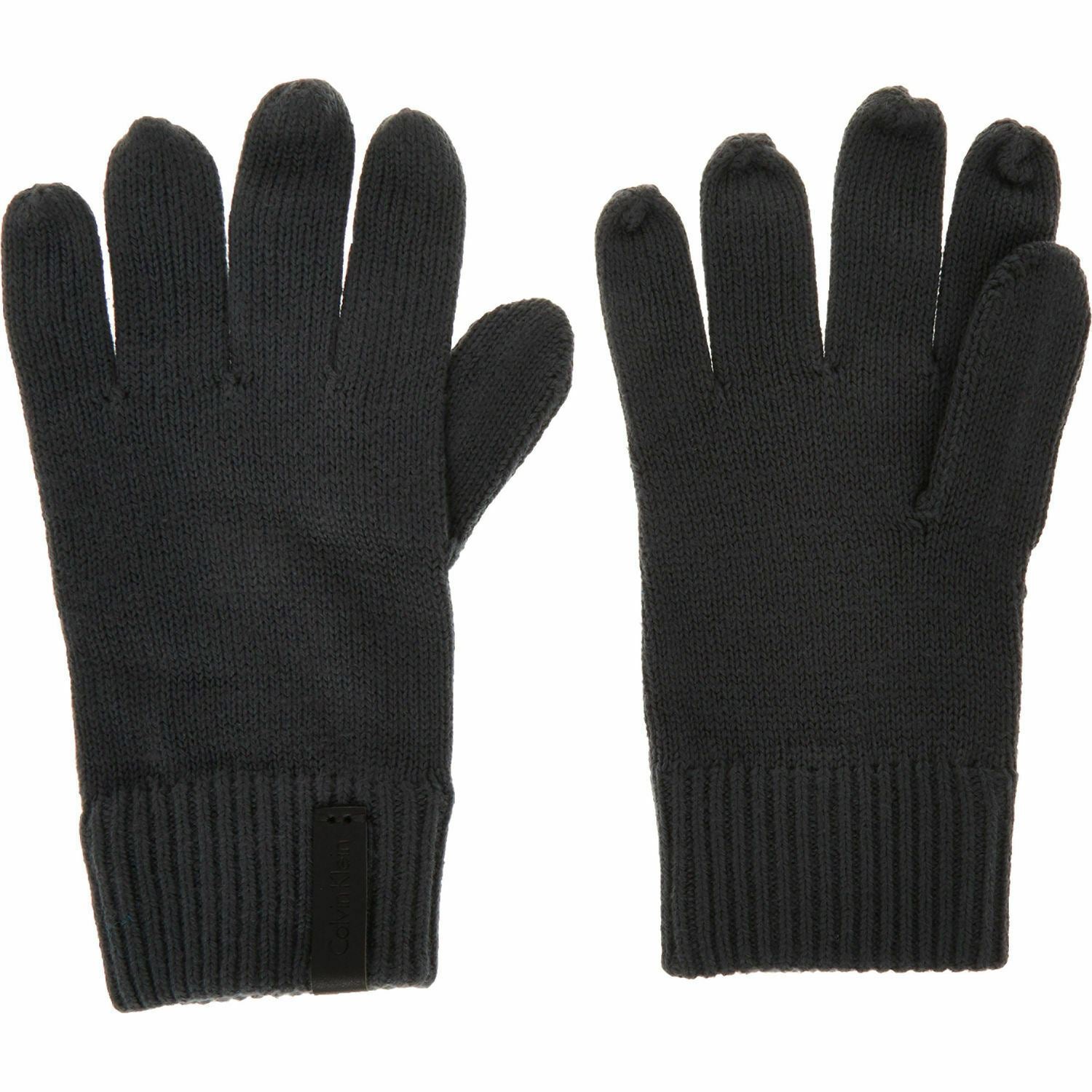 Mens Calvin Klein Grey Knitted Cashmere Blend Gloves (5% Cashmere) One Size