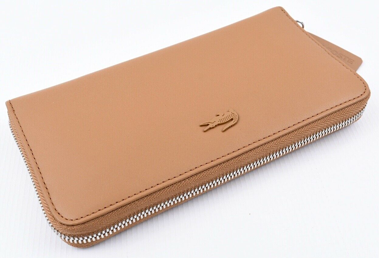LACOSTE Women's Purse Wallet, Cow Leather, Cashew Colour, Gift Boxed RRP £147