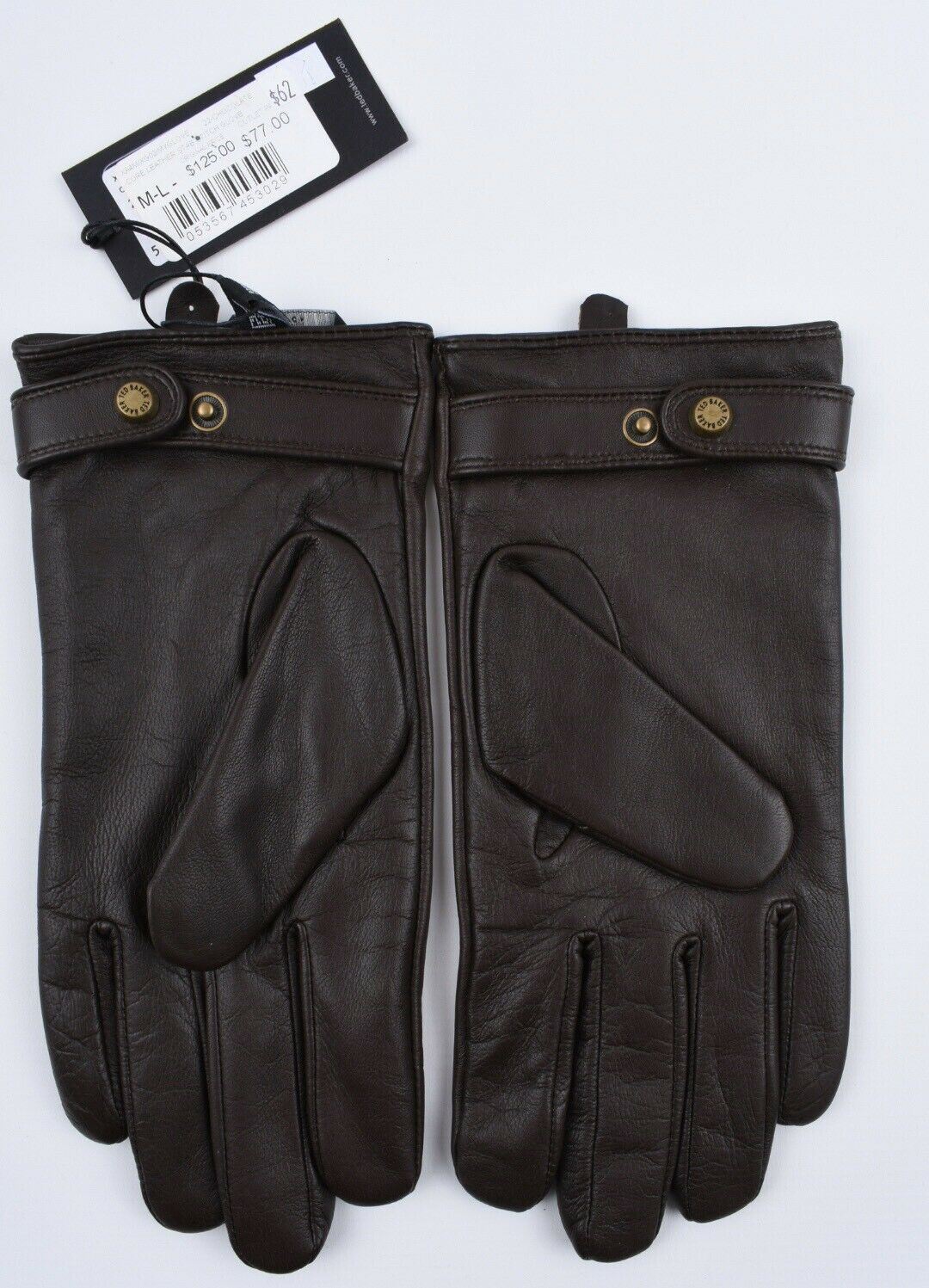 TED BAKER Mens Core Stitch Chocolate Brown Leather Gloves, size Medium label M/L