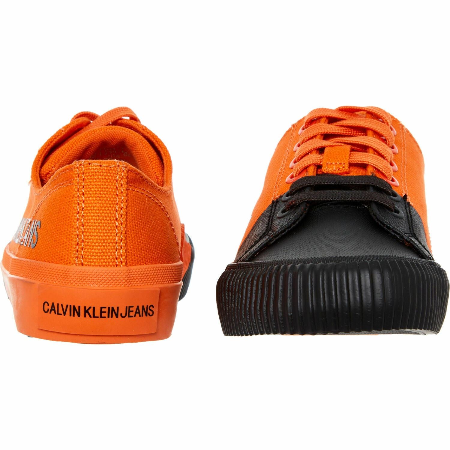 Calvin Klein Jeans Women's IVANIA Orange & Black Canvas Trainers, UK 5