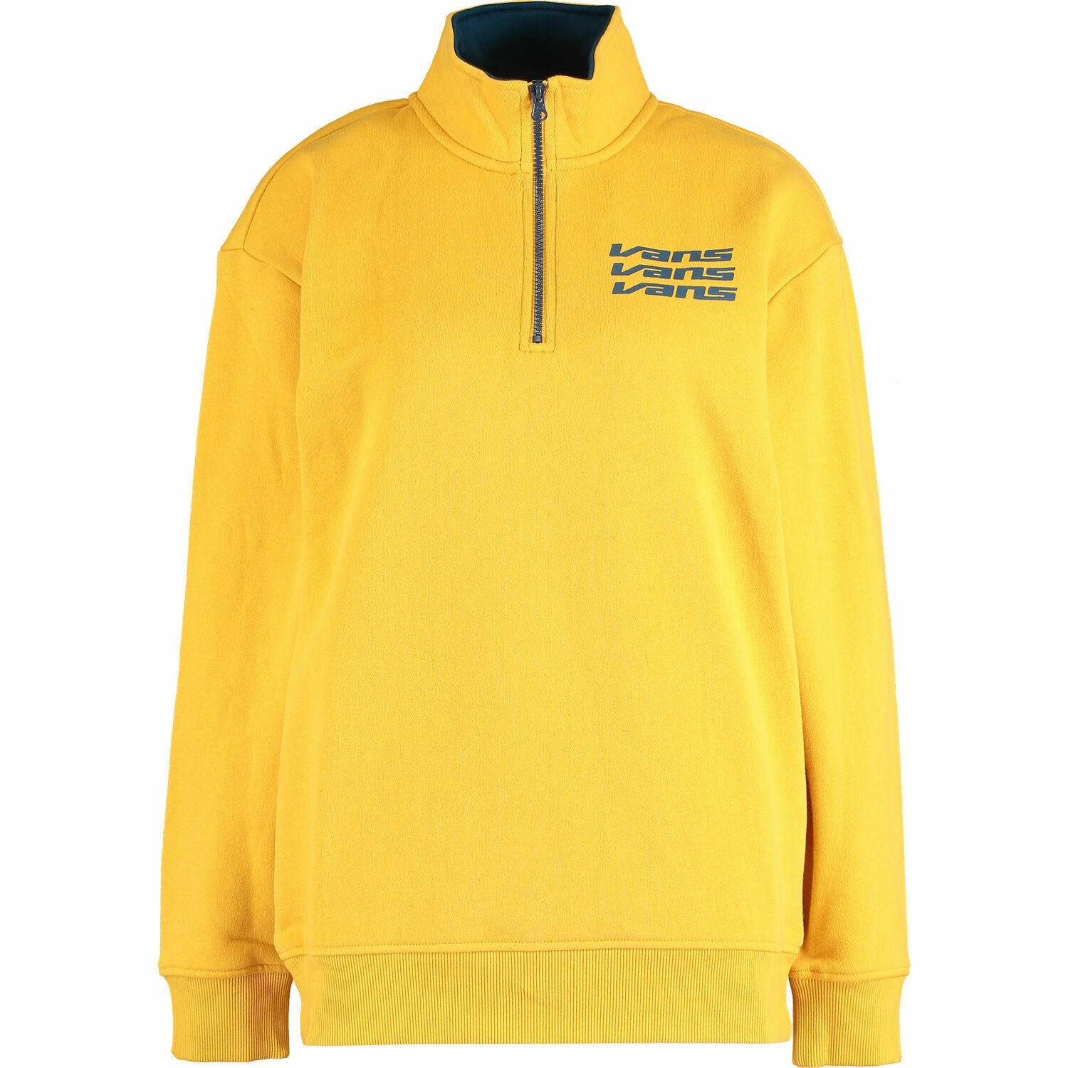VANS Women's Sign It Mock Zip Crew Sweatshirt / Jumper, Yellow, size M
