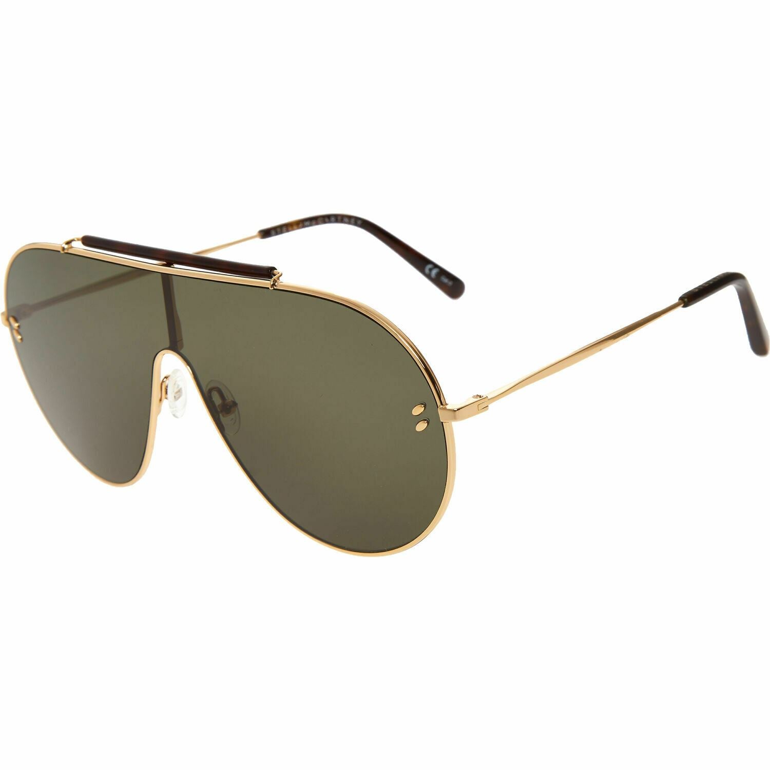 Stella McCartney Women's Gold Tone Shield Aviation Sunglasses, With Pouch