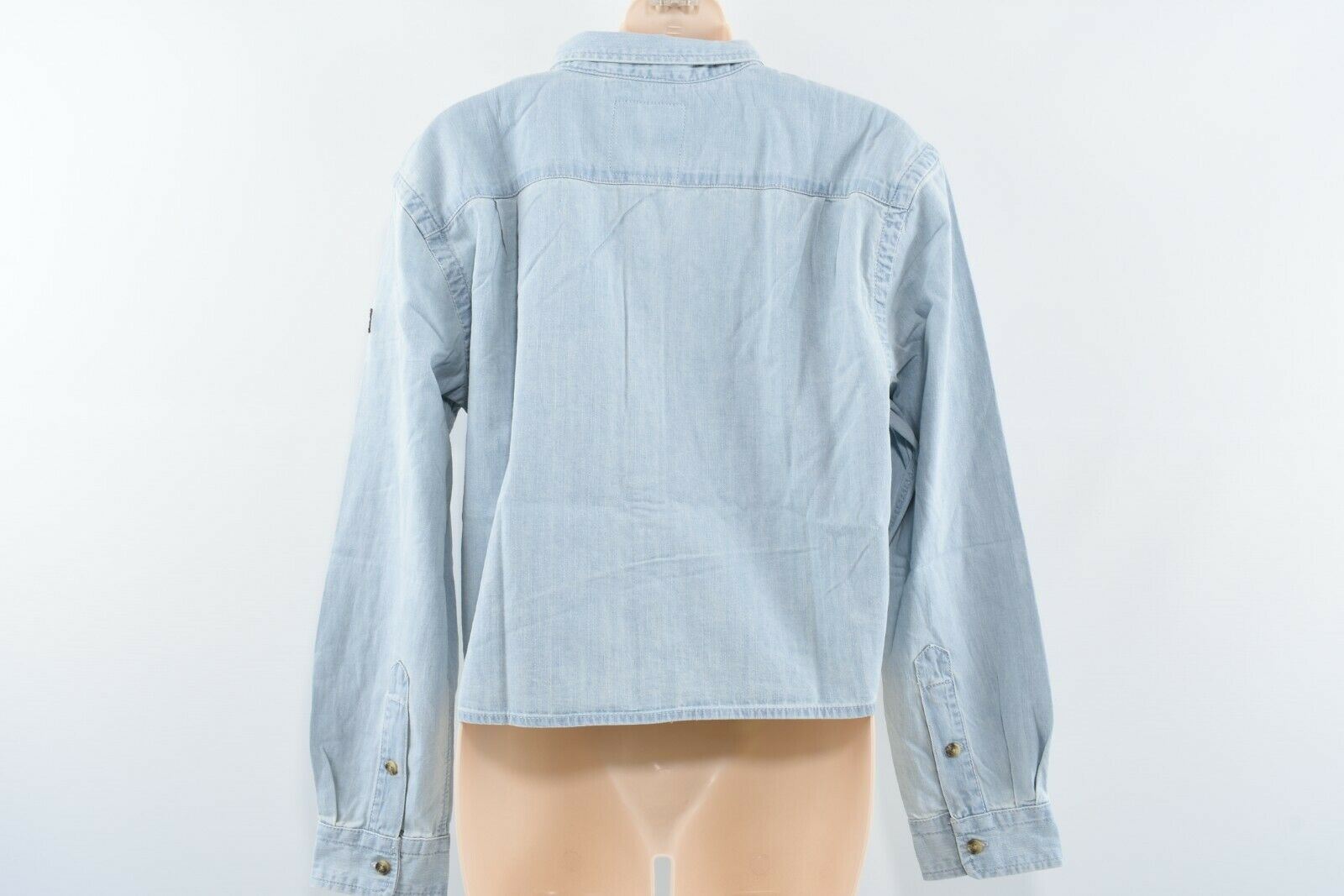 SUPERDRY Women'e DENIM TIE Shirt Top, Geo Sky Blue, size L/UK 14