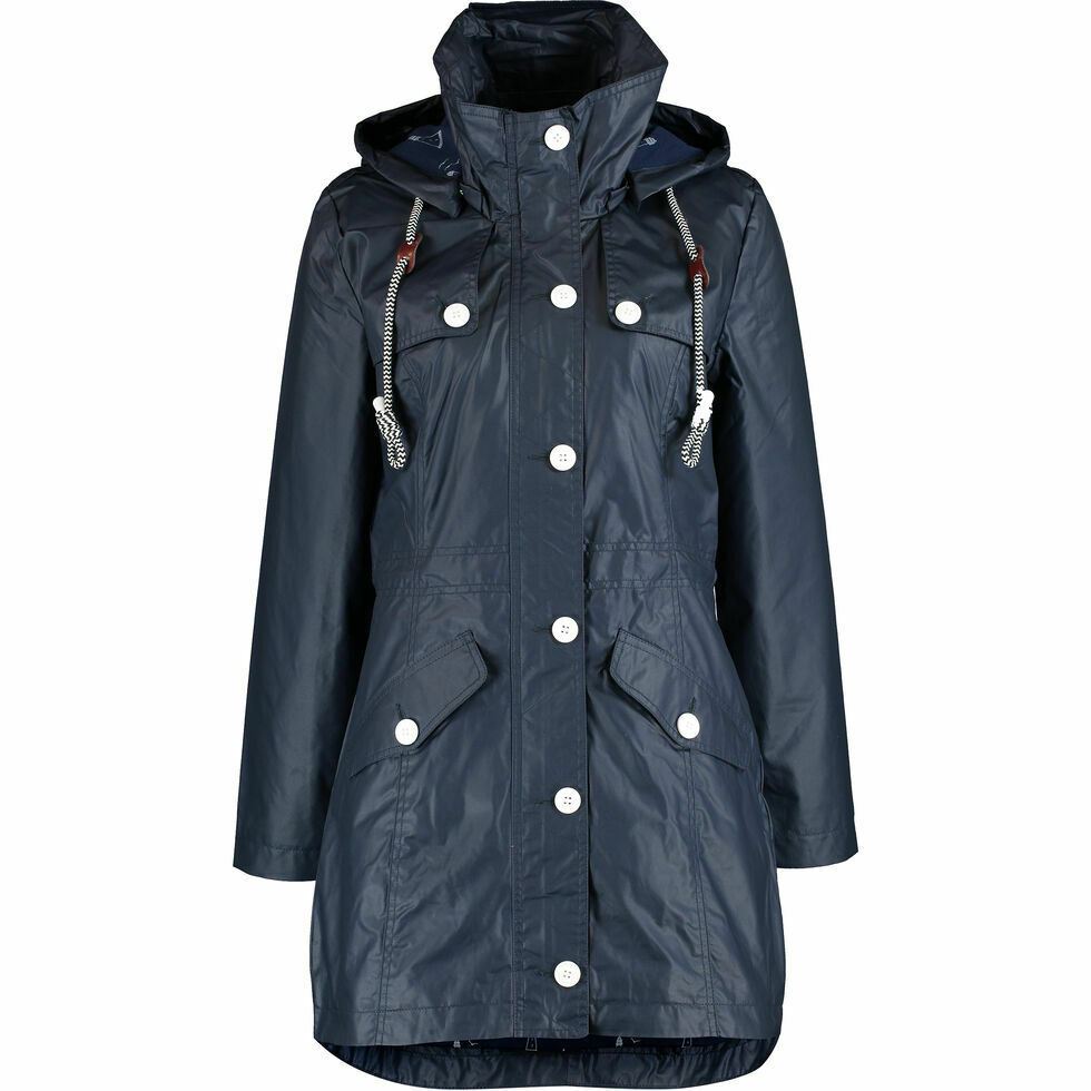 HARVEY & JONES Women's QUEENIE Navy Blue Hooded Parka Jacket, size UK 8