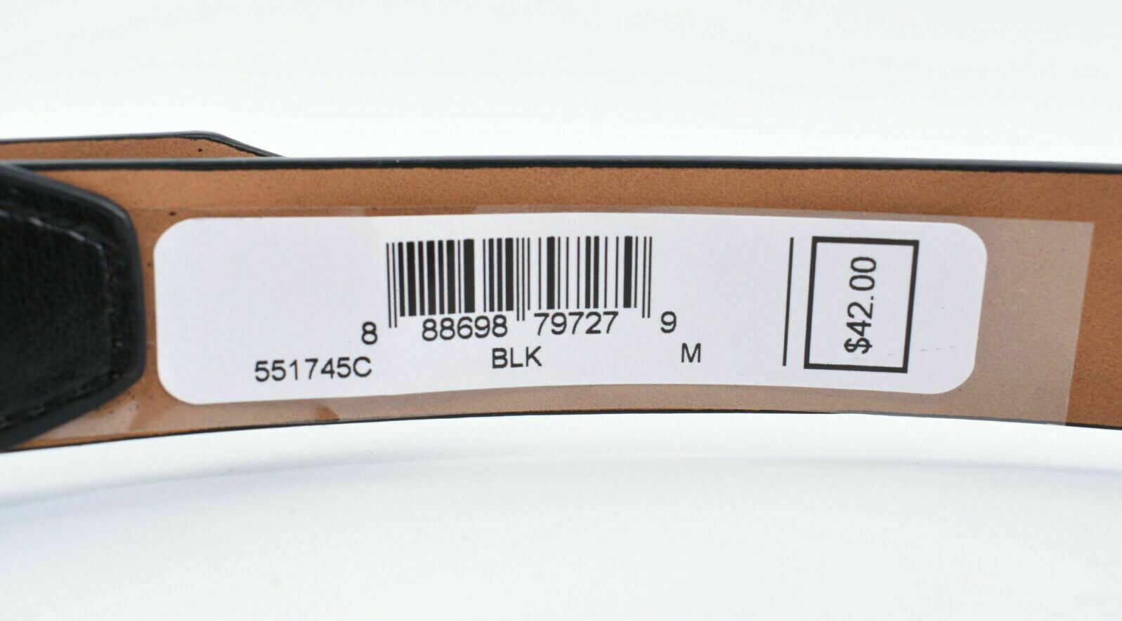 MICHAEL KORS Women's Faux Leather Monogram Belt, Black, 1" wide, size M