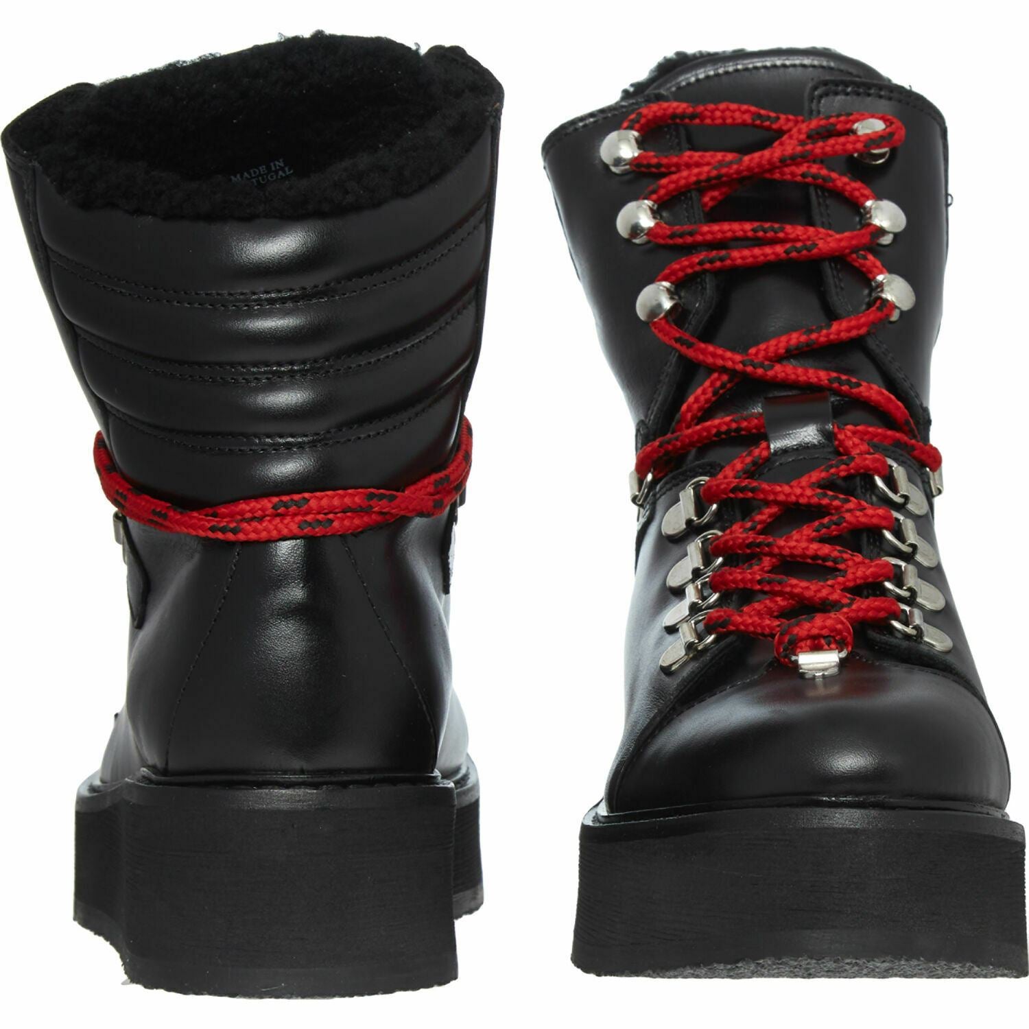 ALLSAINTS Women's FAE High Top Shearling Lined Leather Boots, Black, UK 5 EU 38