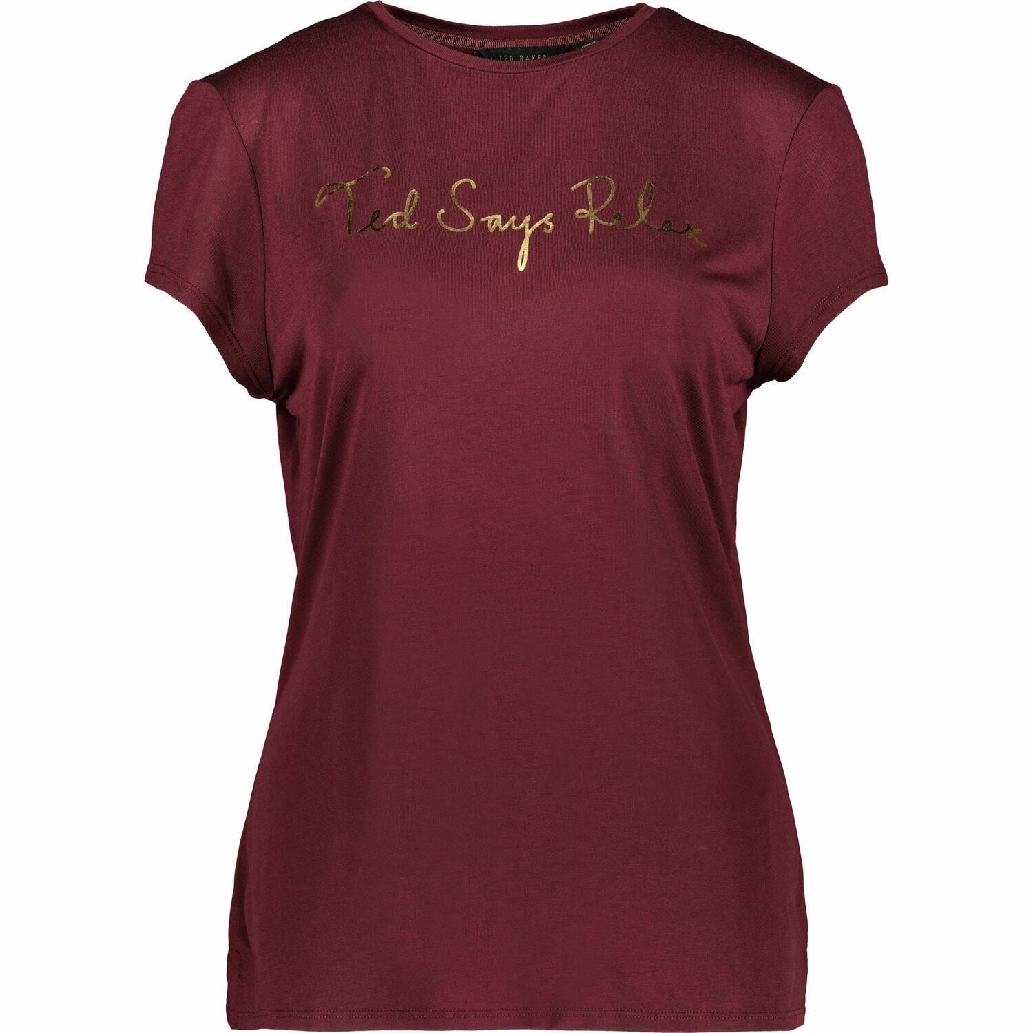 Women's Ted Baker Burgundy Relax T-Shirt Ted Baker Size T2 Size S-M, RRP£49