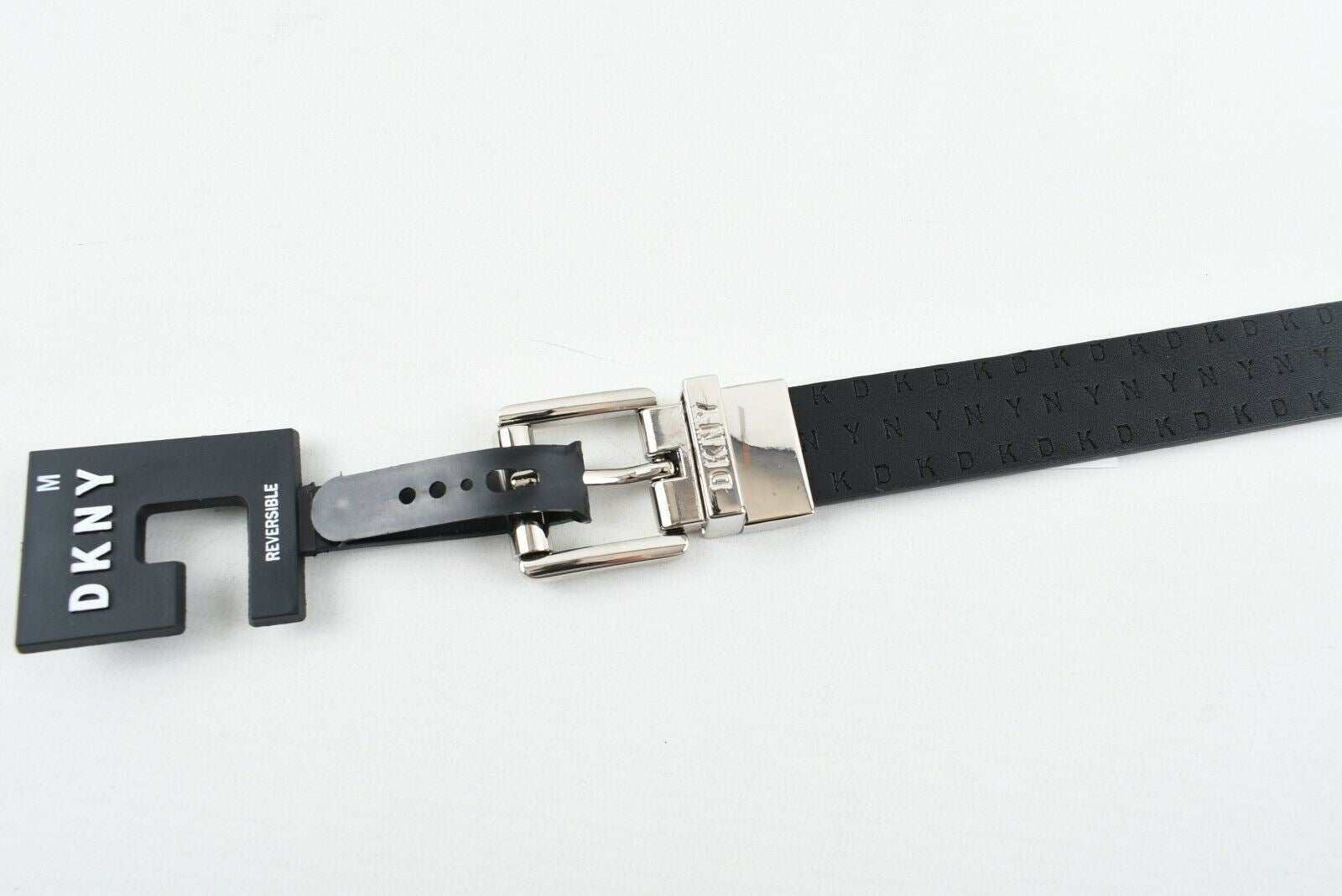 DKNY Women's Faux Leather Reversible Belt, Black/Brown, 1" wide, size M