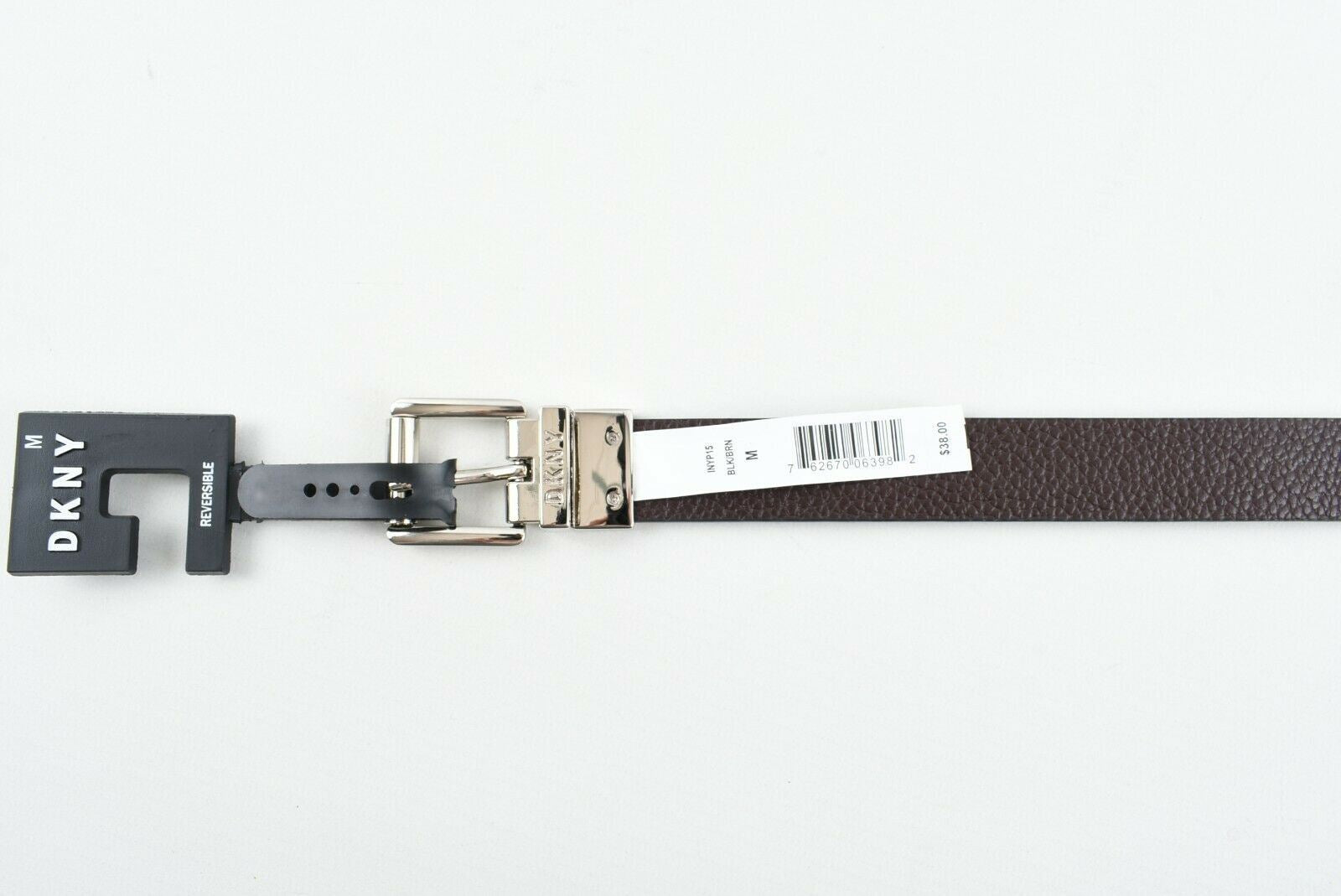 DKNY Women's Faux Leather Reversible Belt, Black/Brown, 1" wide, size M