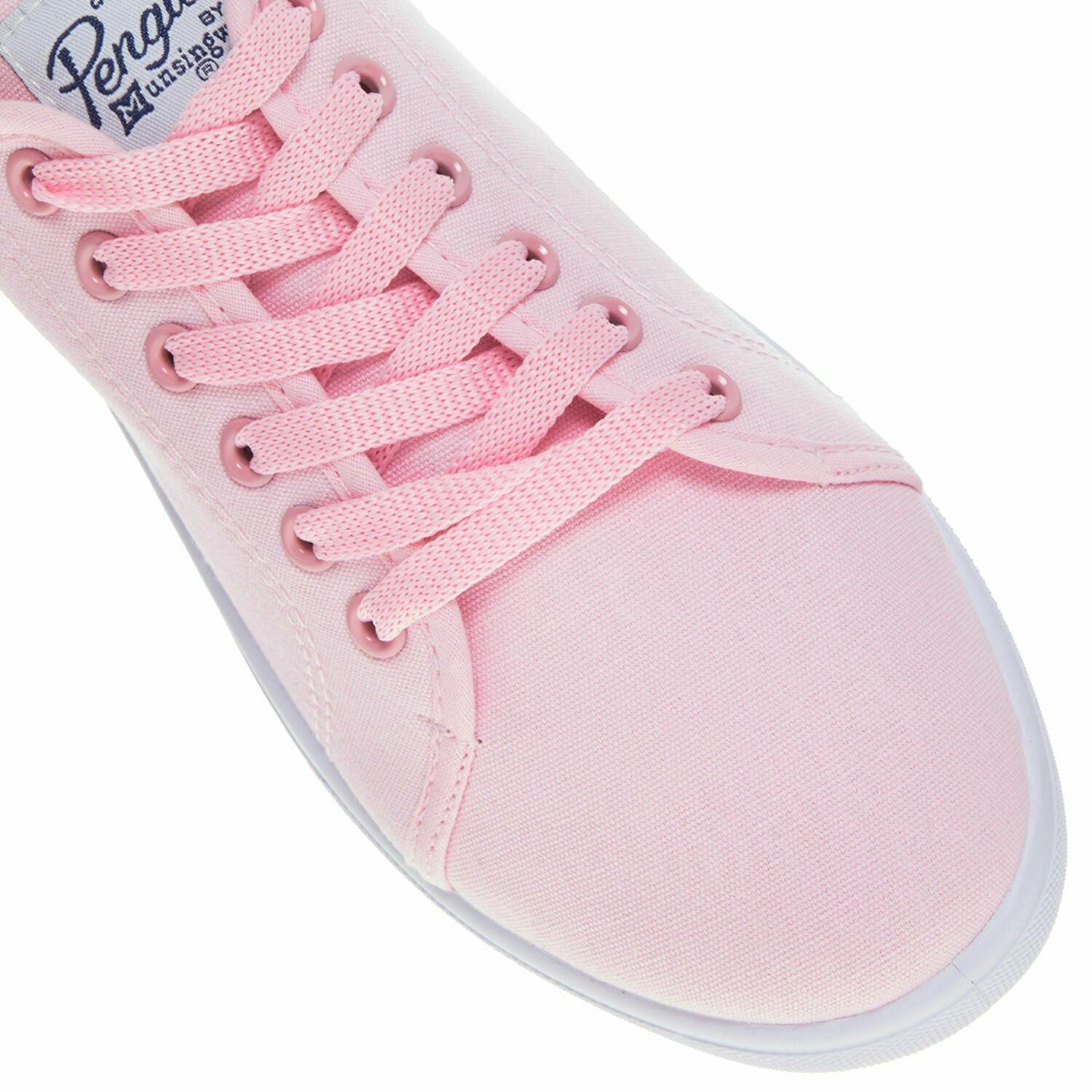 PENGUIN Womenâs STEPHANIE Pink Canvas Trainers, size UK 6 / EU 39