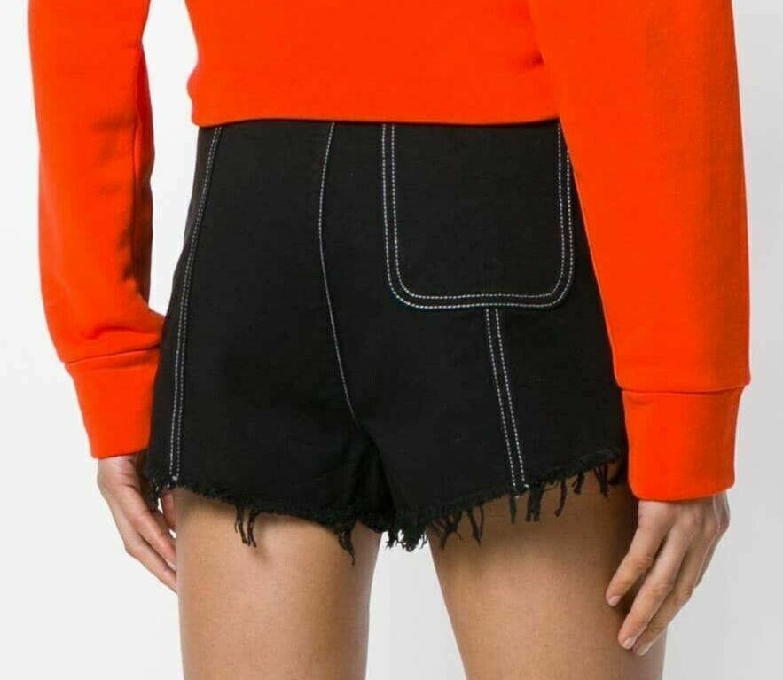 MSGM Women's High Waisted Denim Shorts, Black, size UK 6 / IT 38