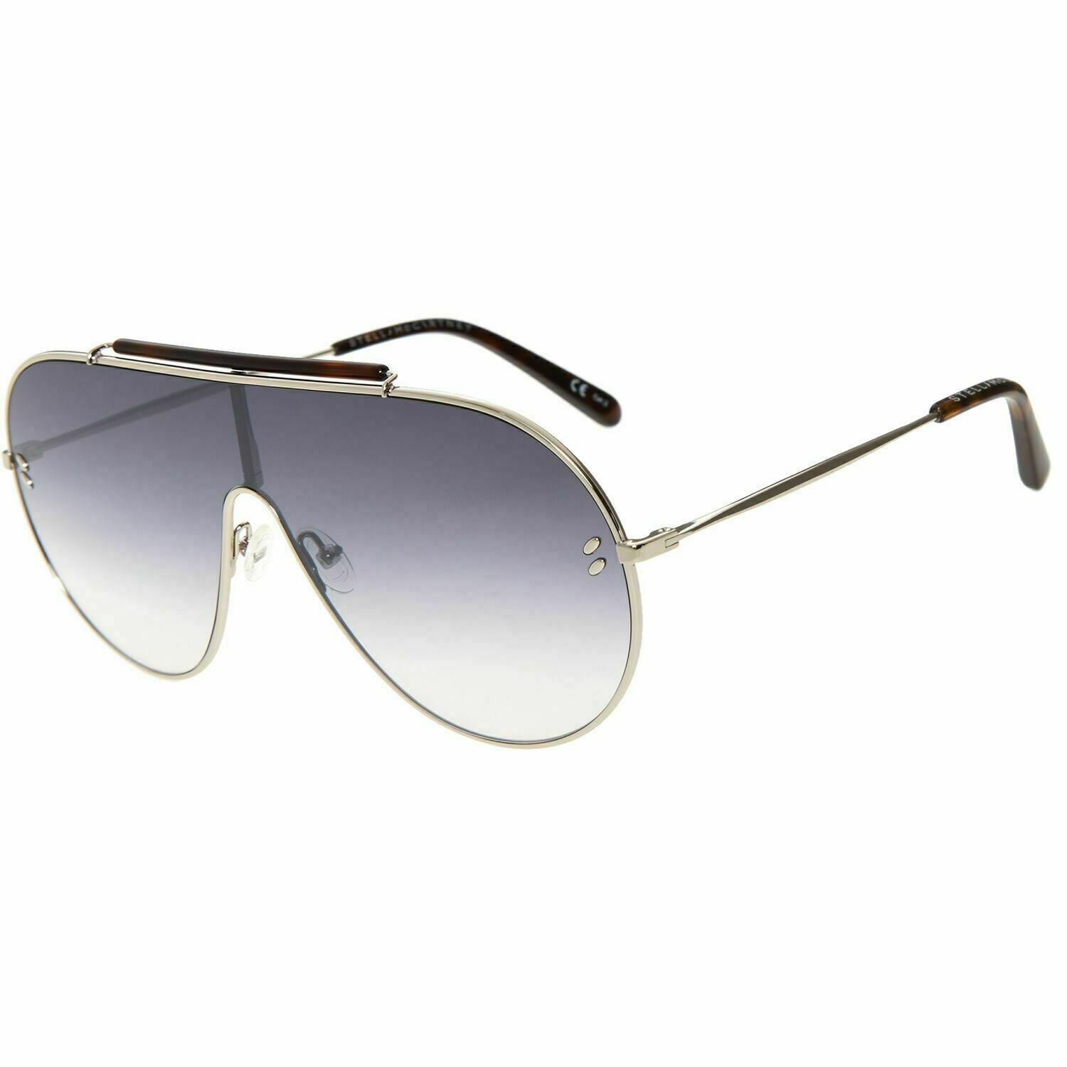 Stella McCartney Women's Silver Tone Shield Aviation Sunglasses, With Pouch