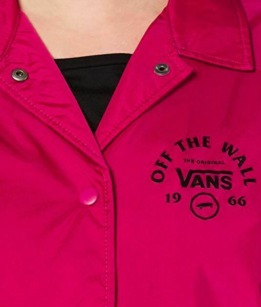 Vans Women's THANKS COACH Lightweight Logo Jacket Coat, Cerise, size Small