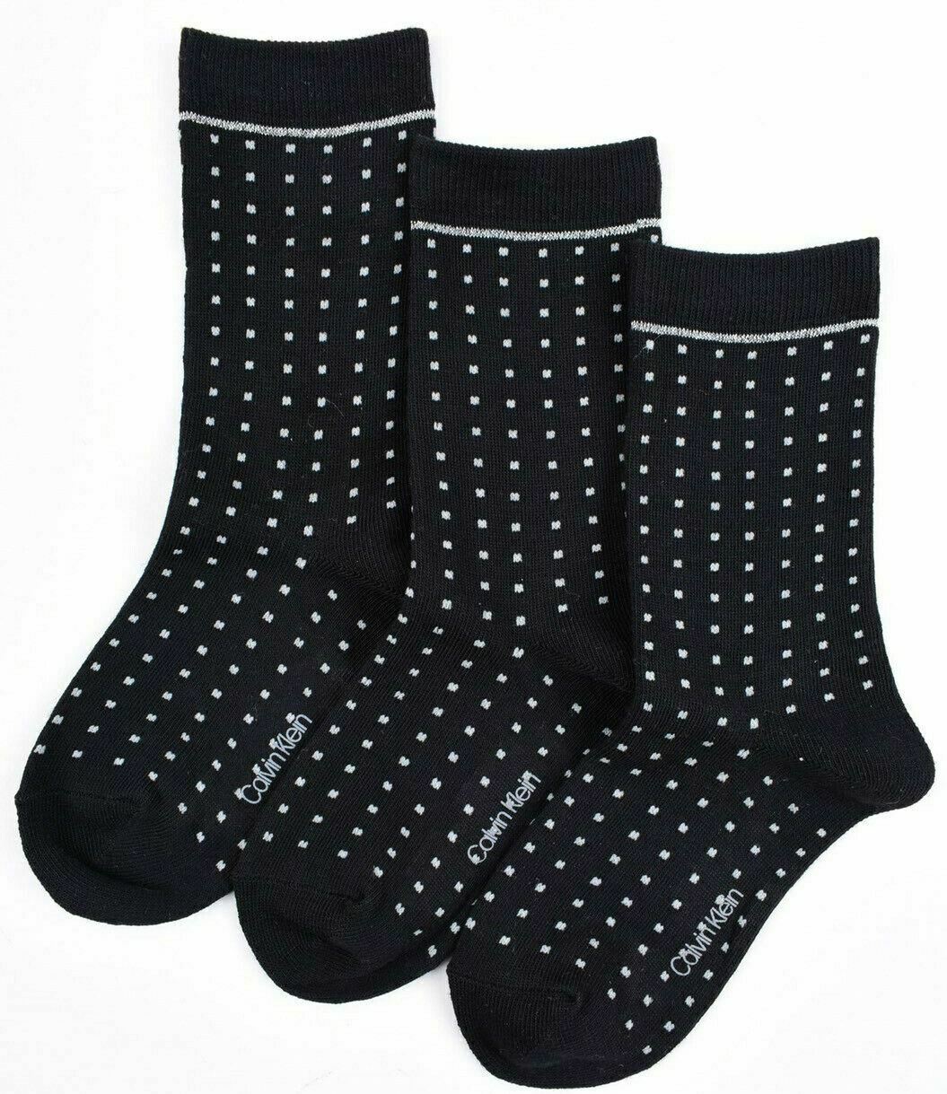CALVIN KLEIN 3-pack Girls' Kids' Socks, Black/Dotted, UK kids shoe size 9-12