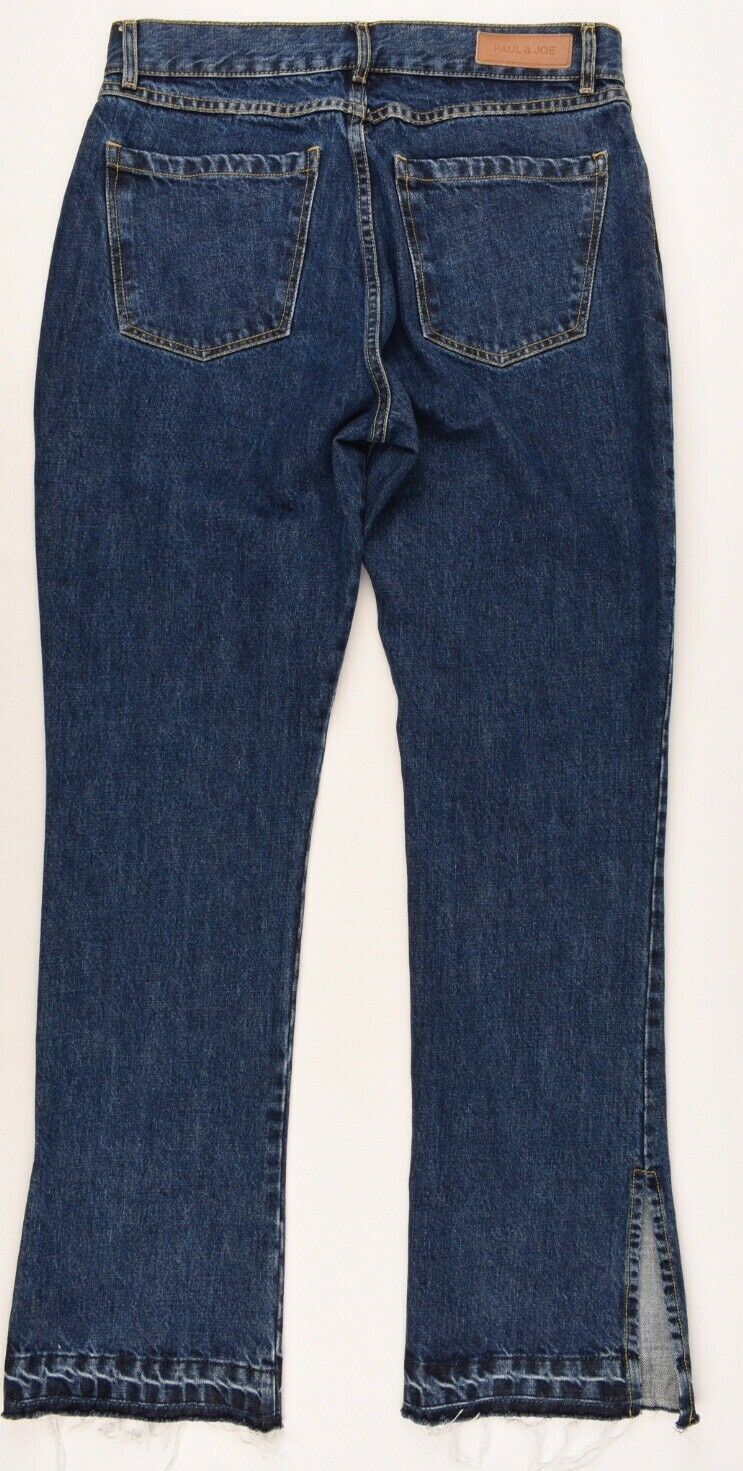 PAUL & JOE Women's FLAIRSOU Blue Frayed Hem Straight Leg Jeans, size W29