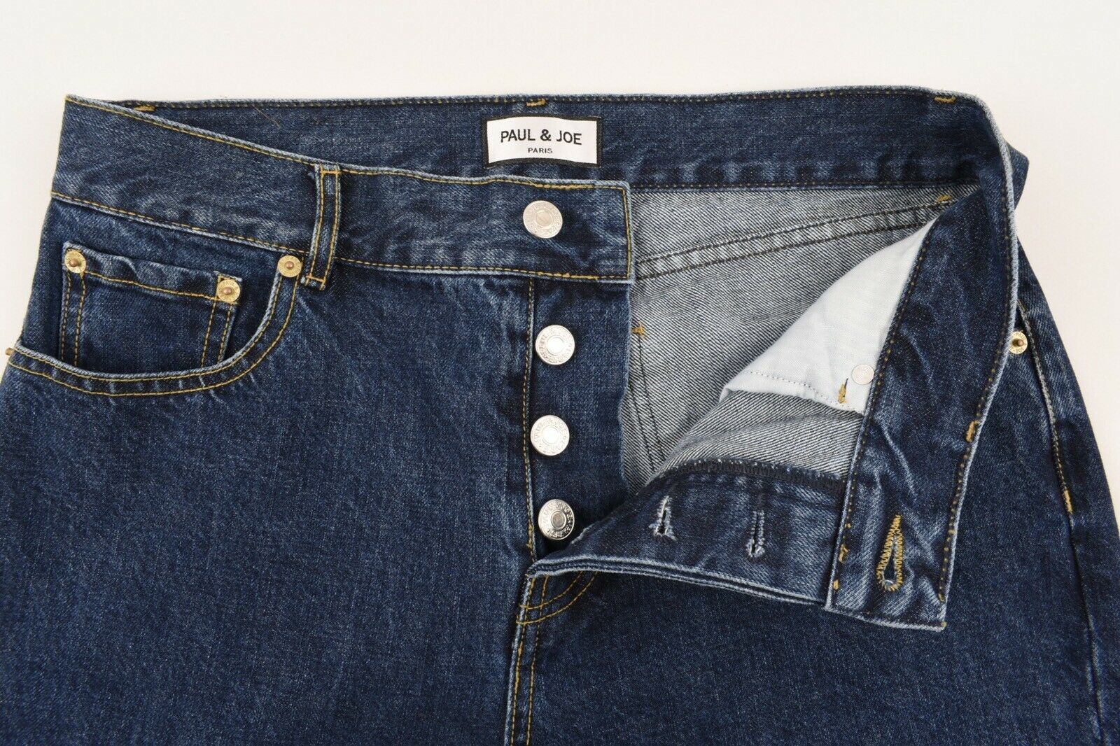 PAUL & JOE Women's FLAIRSOU Blue Frayed Hem Straight Leg Jeans, size W29