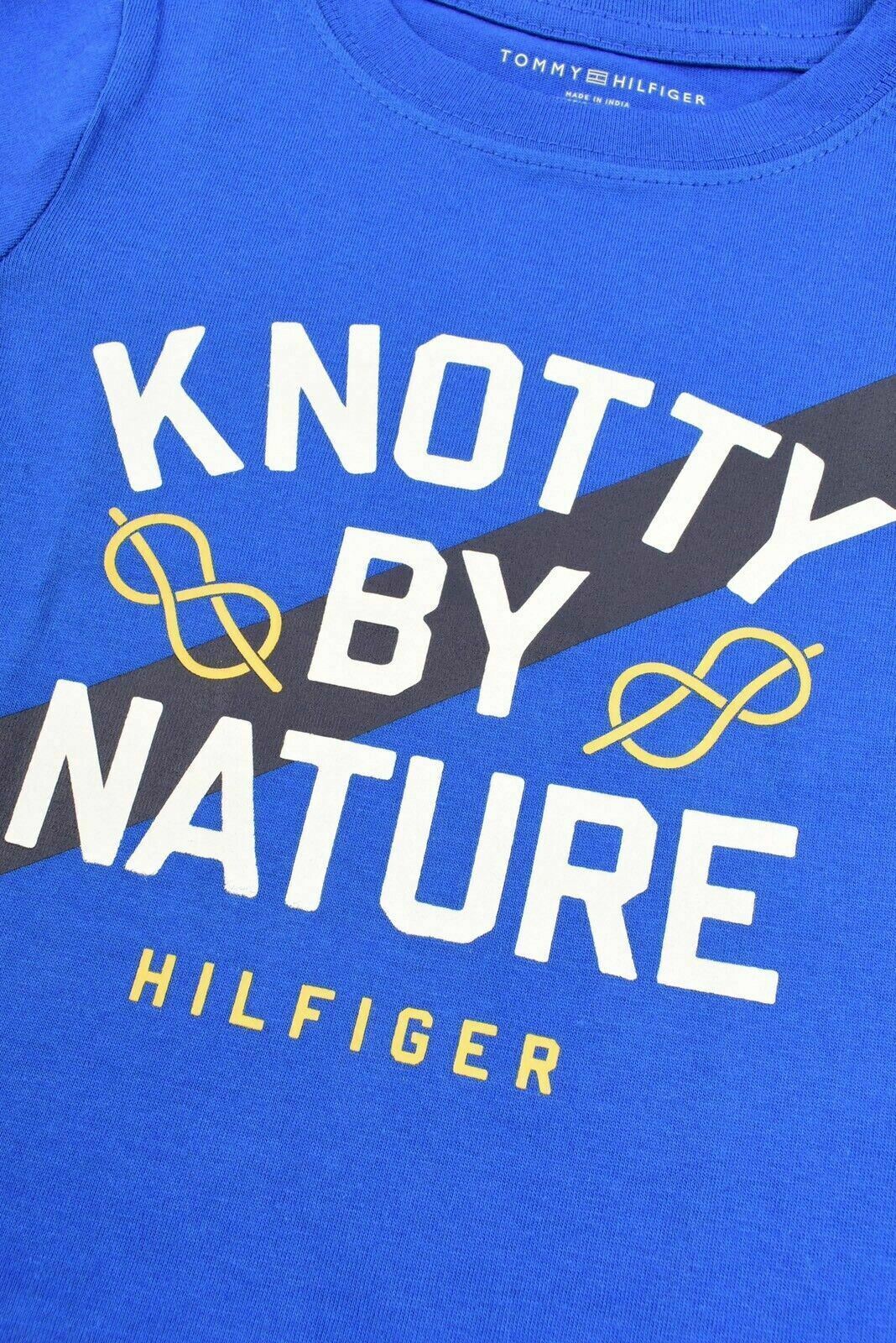 TOMMY HILFIGER Baby Boys' Slogan Print Short Sleeve Tee, Blue, sizes 12 m 18 m