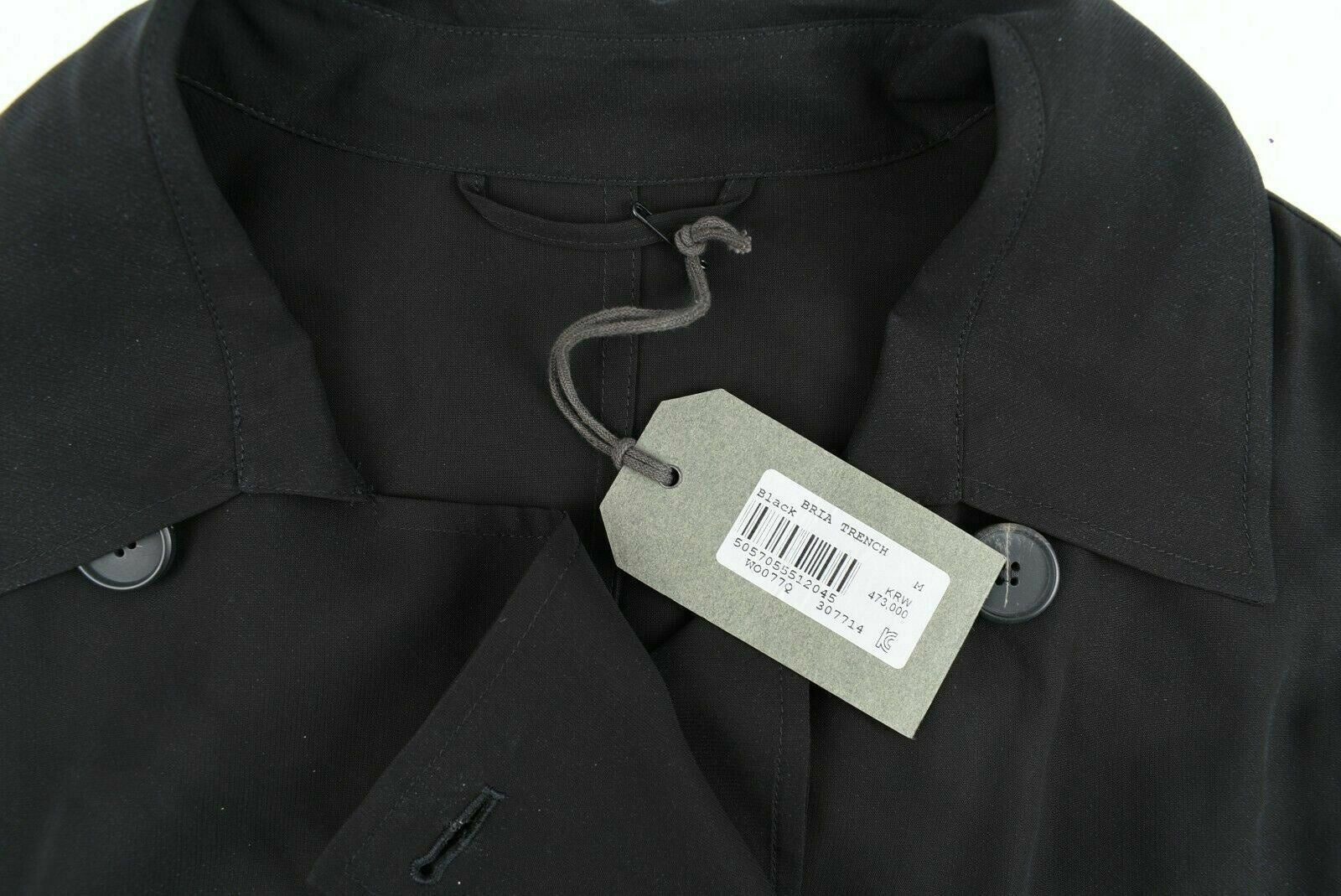 ALLSAINTS Womenâs BRIA Black Longline Lightweight Sheer Trench Coat, size M